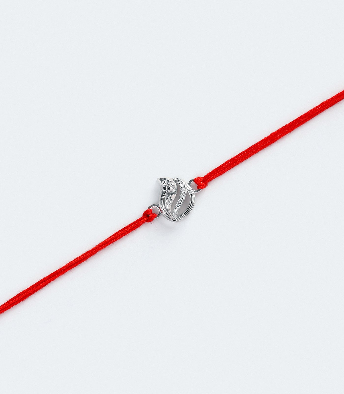 Shining Stone-studded Silver Rakhi
