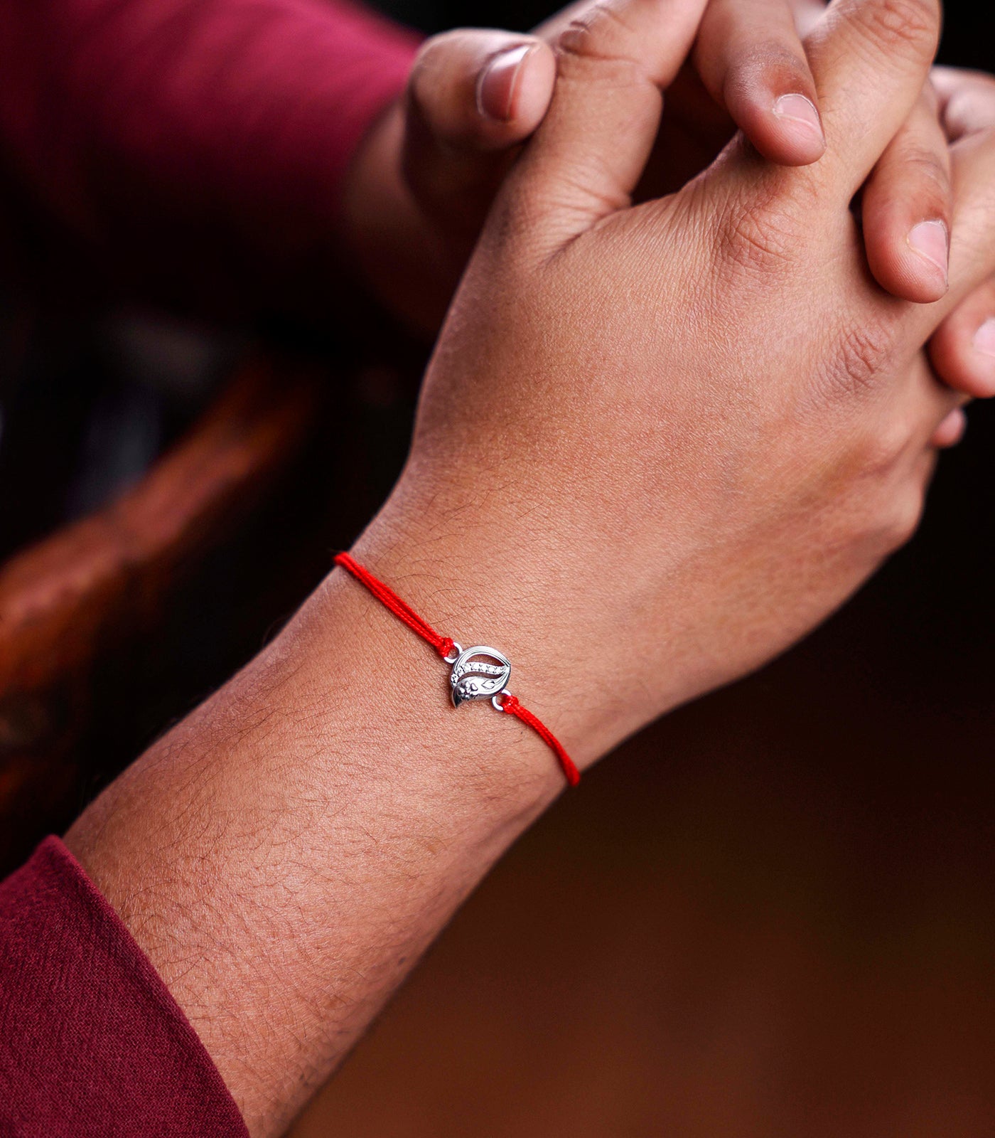 Shining Stone-studded Silver Rakhi