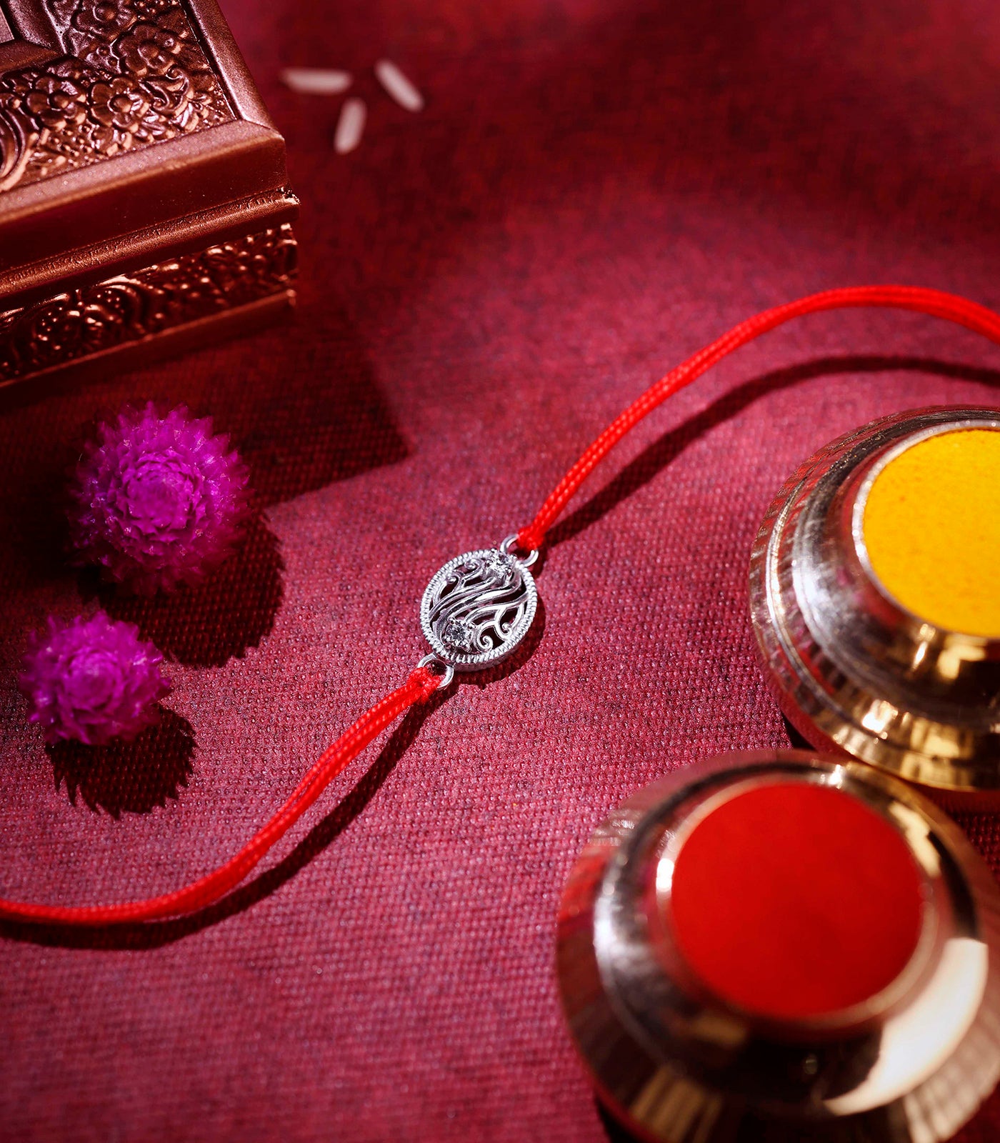 Designer Oval Silver Rakhi