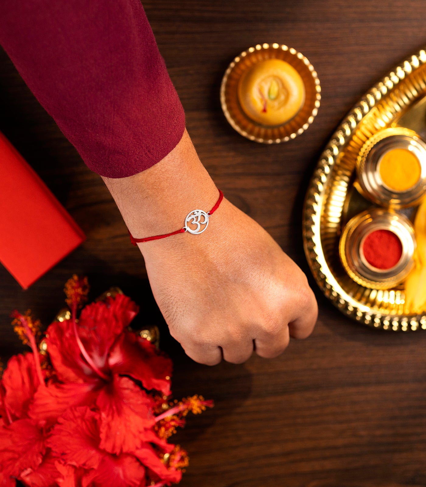 Ethereal Silver Rakhi - Spiritual OM Design
