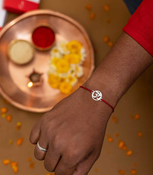 Ethereal Silver Rakhi - The Spiritual OM Cut Out Design