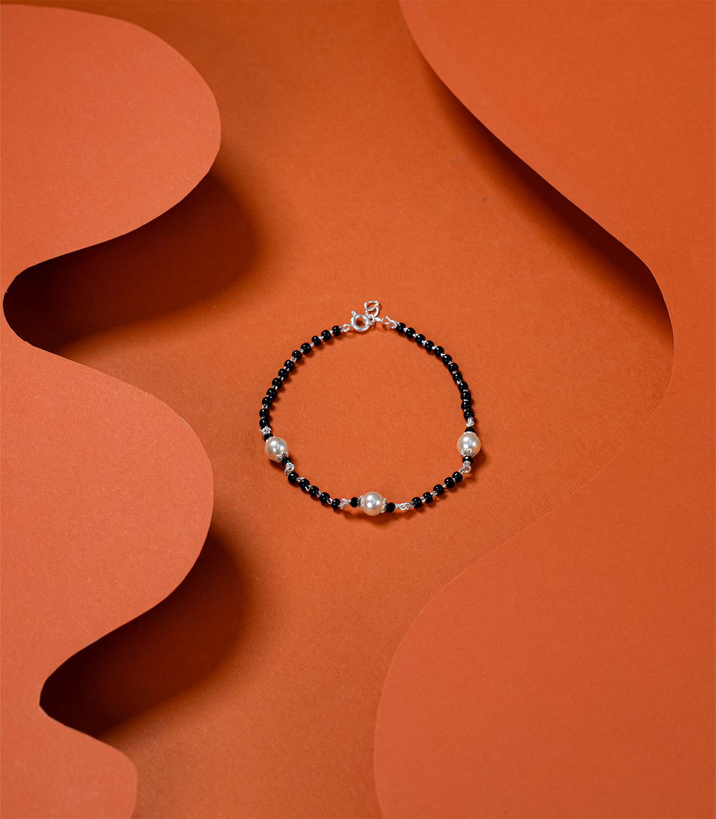 Triple Pearl Silver Mangalsutra Bracelet