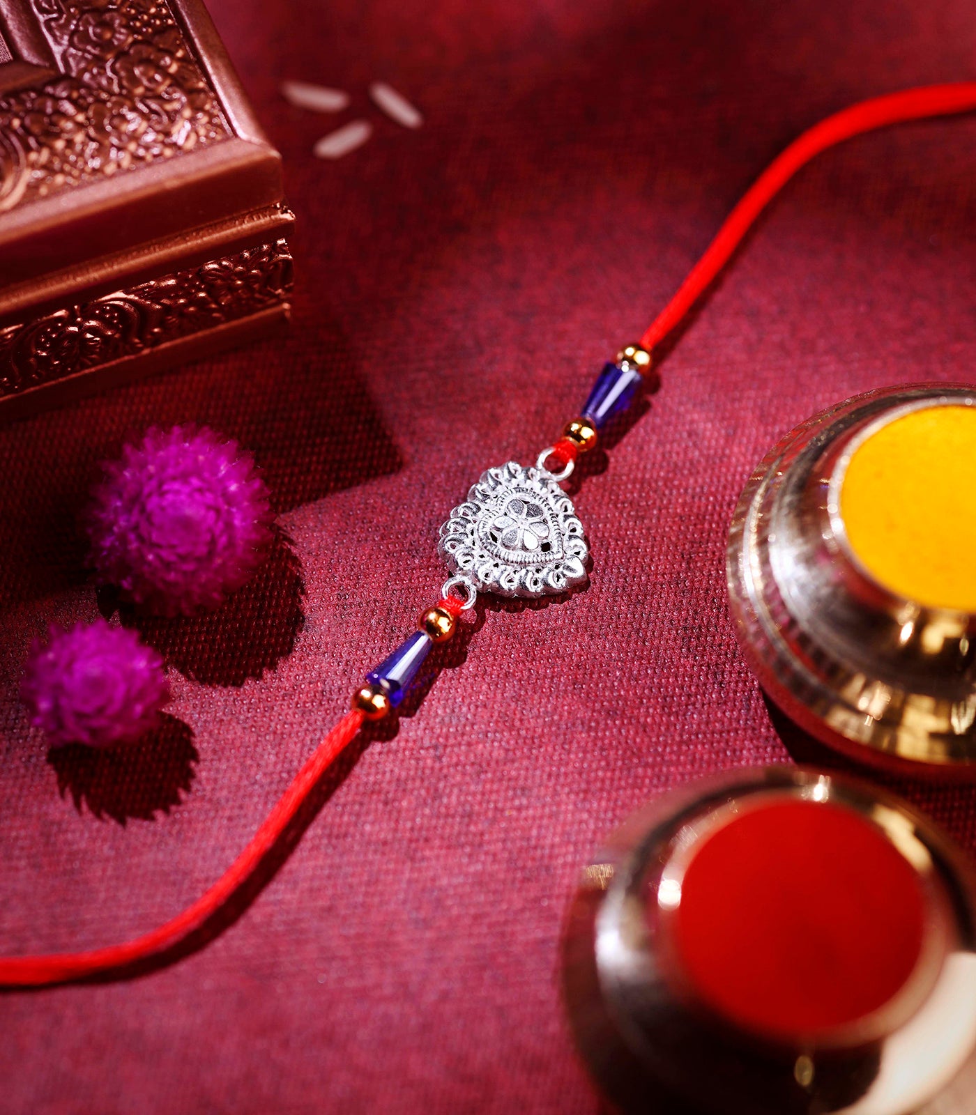 Stunning Silver Rakhi - Elegant Heart Design