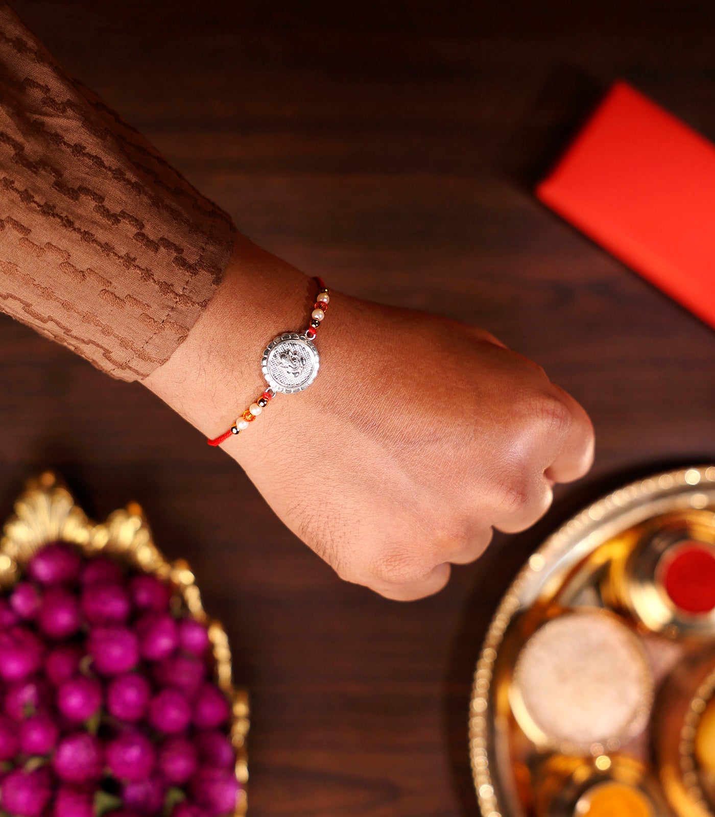 Beautiful Silver Rakhi - Ganesh Design