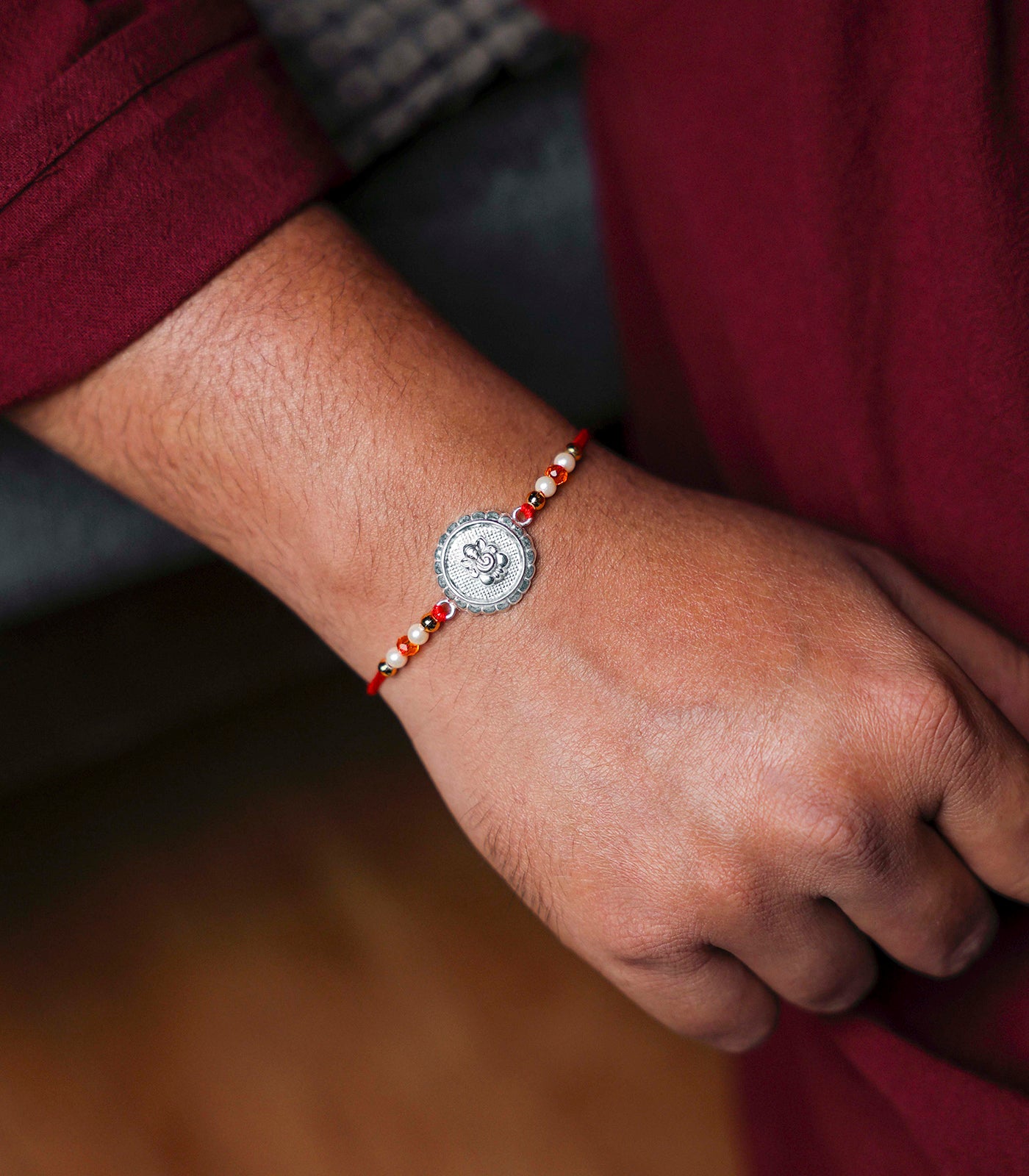 Beautiful Silver Rakhi - Ganesh Design