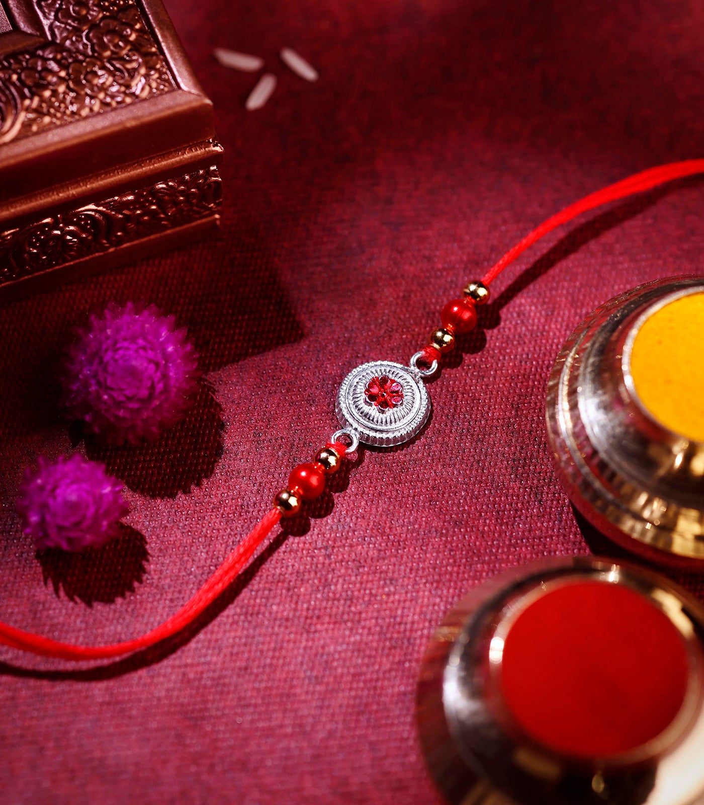 Stunning Silver Rakhi - The Elegant Small Flower Design