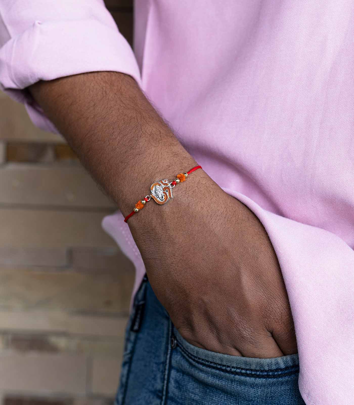 Beautiful Silver Rakhi - OM Engraved Design
