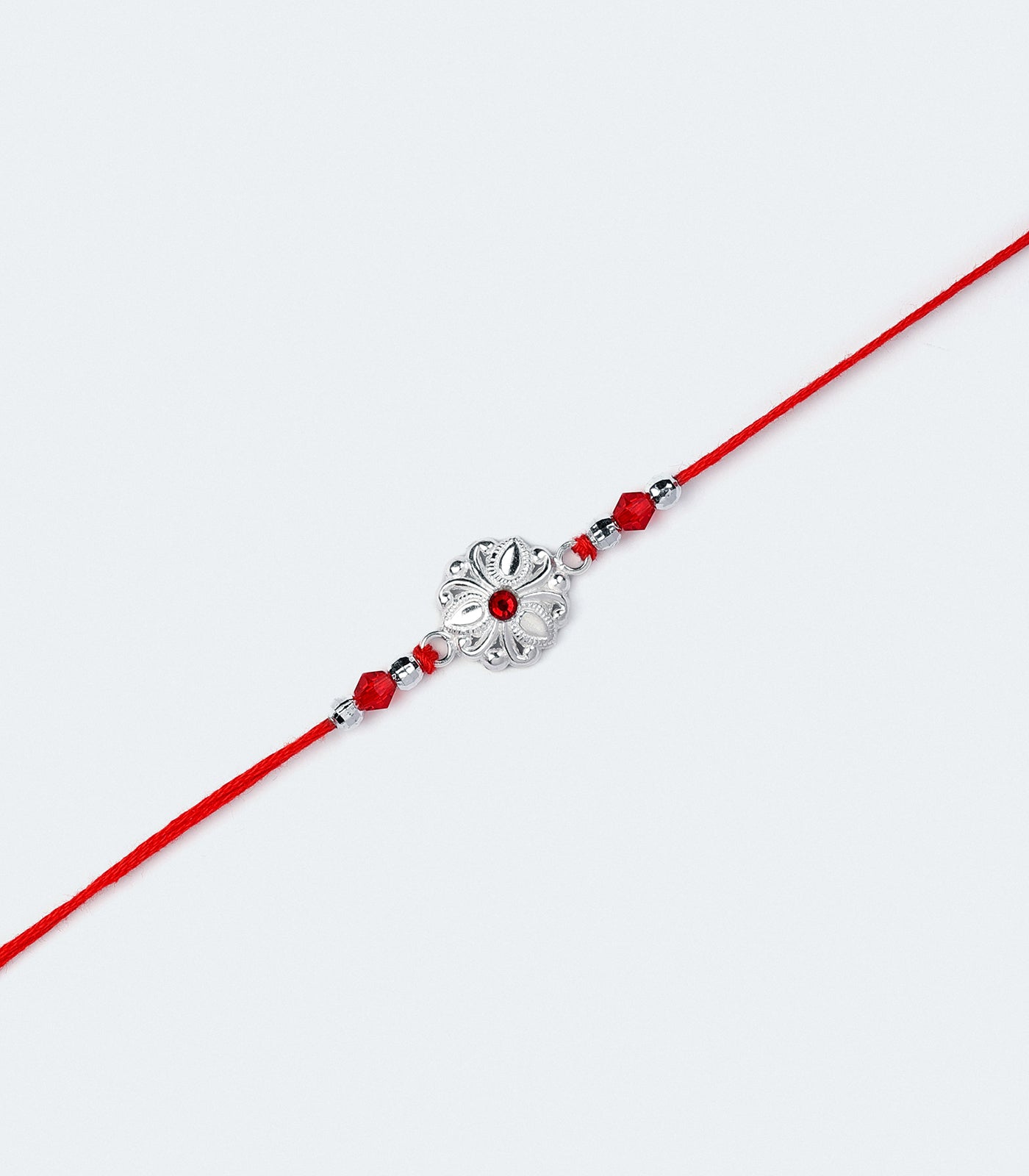 Beautiful Silver Rakhi - Delicate Tri-petal design