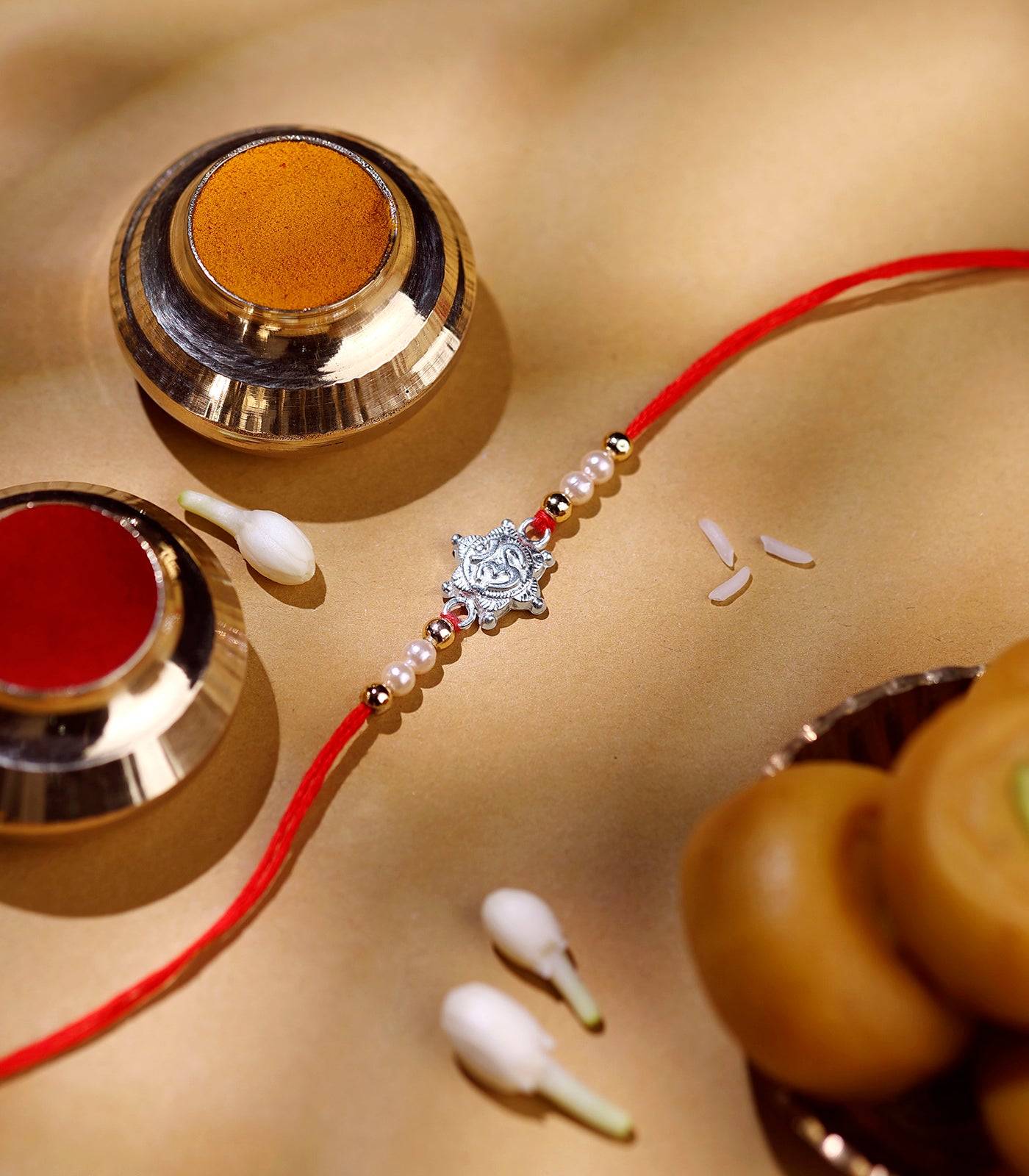 Stunning Silver Rakhi - OM Engraved Star Design