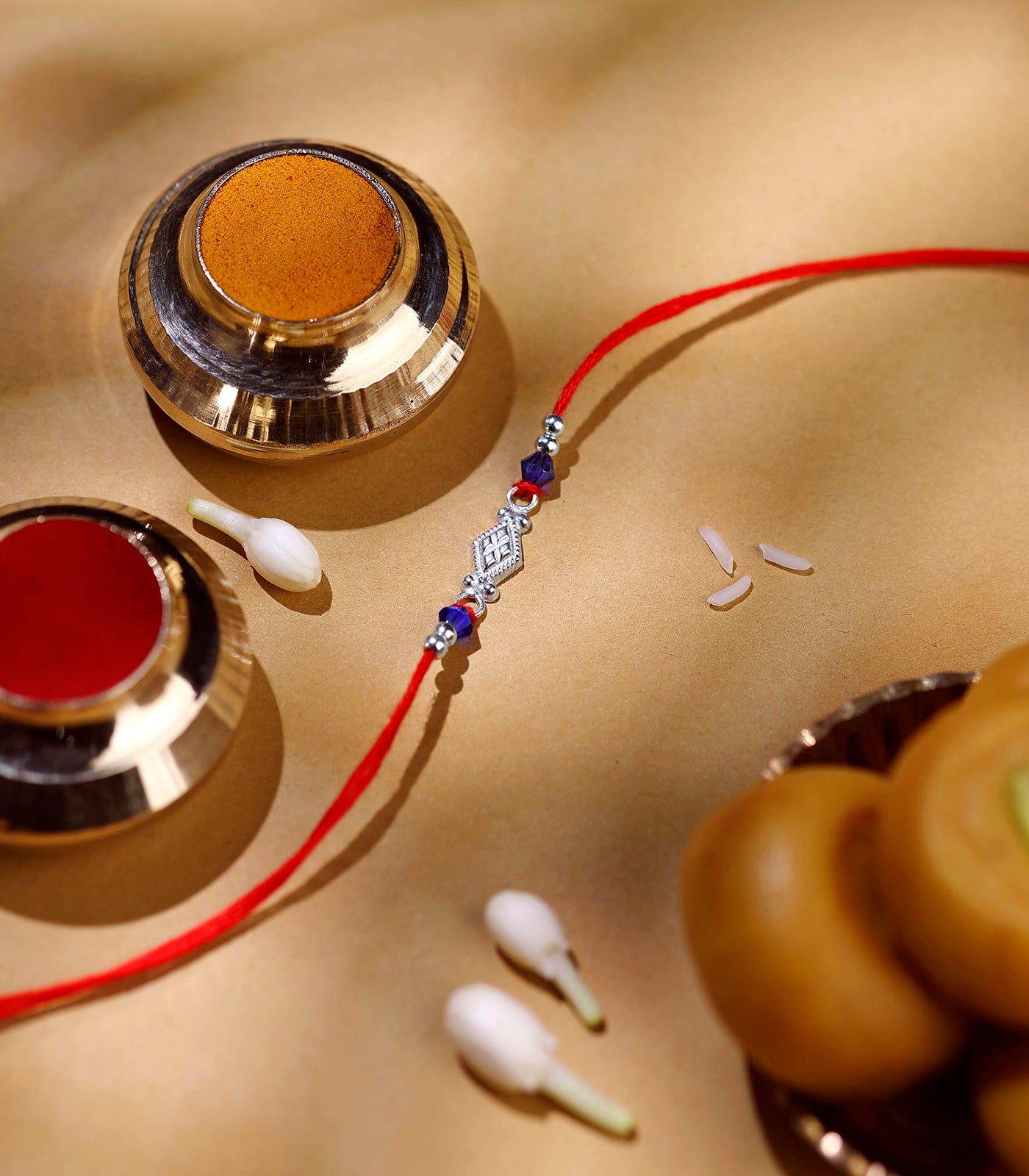 Beautiful Silver Rakhi - Diamond Shaped Dial