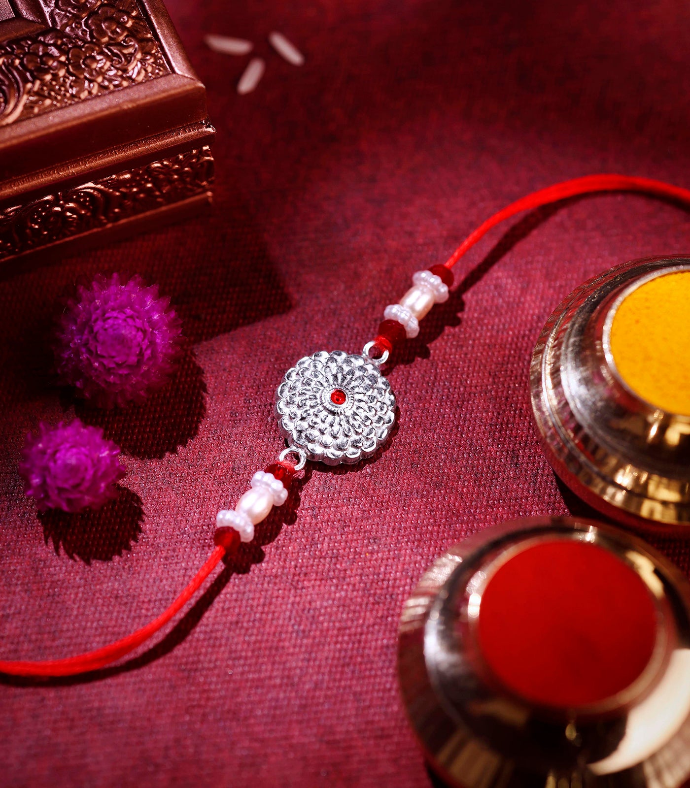 Stunning Silver Rakhi - Multilevel Chakra Design