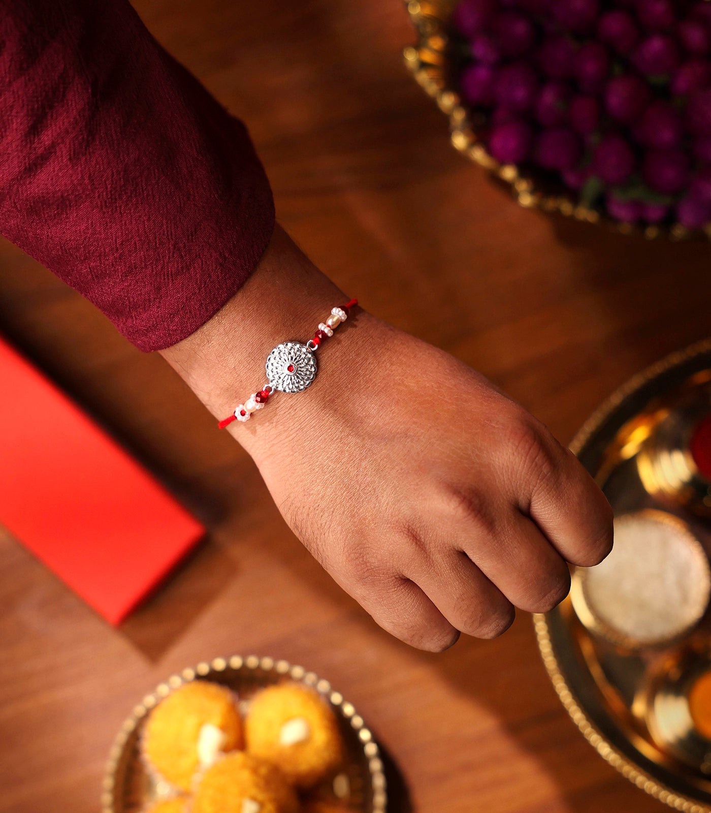 Stunning Silver Rakhi - Multilevel Chakra Design
