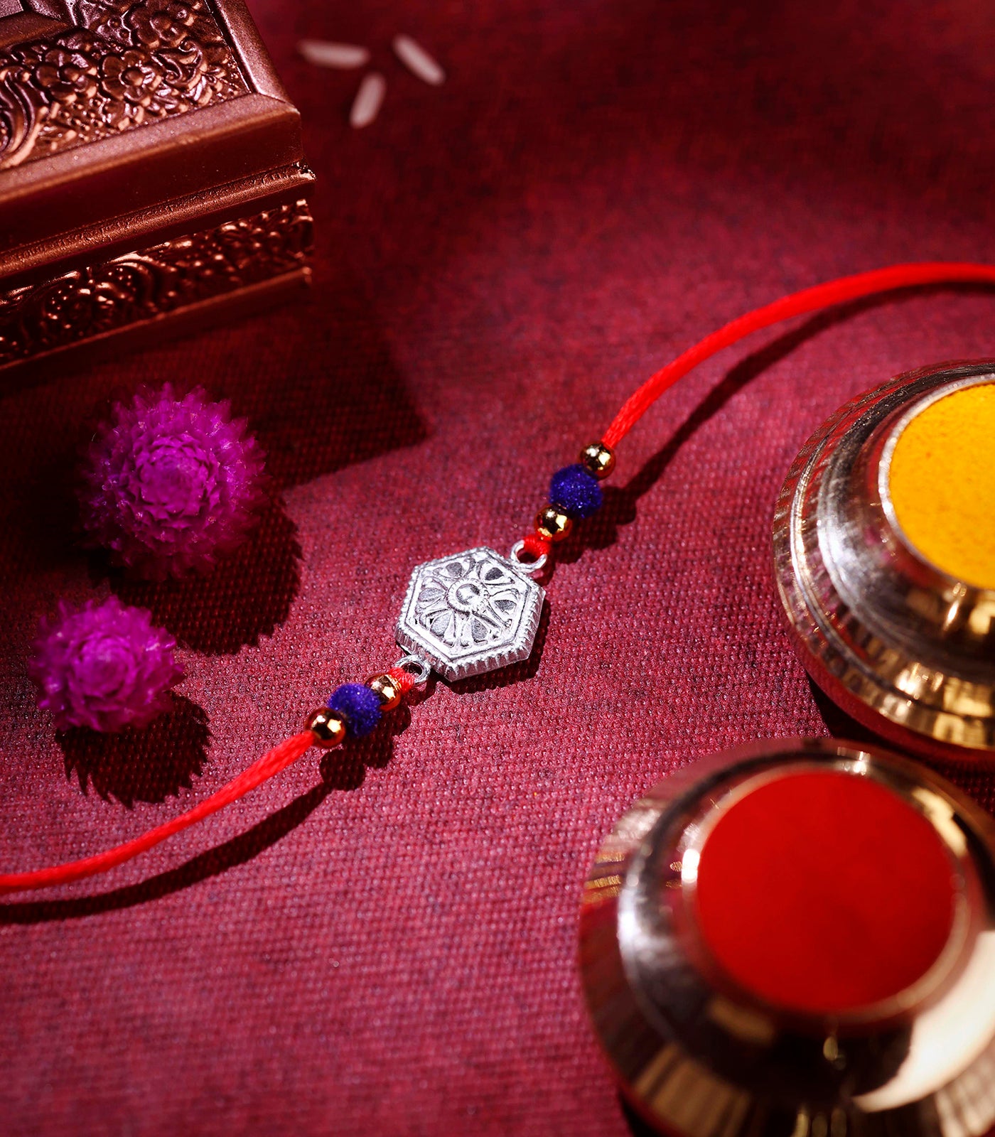Stunning Silver Rakhi - The Elegant Hexagon Design