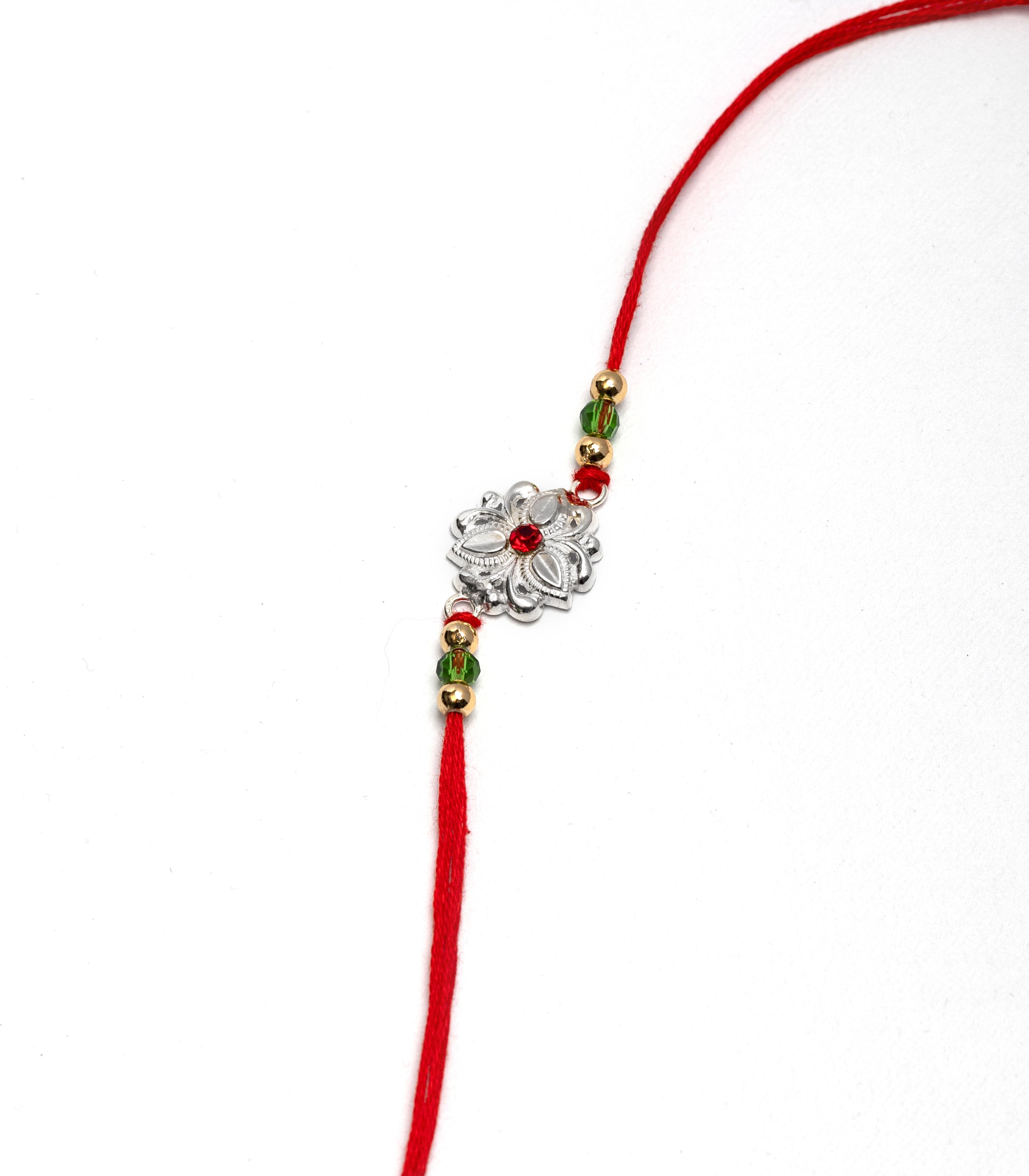 Beautiful Silver Rakhi - Delicate Tri-petal design