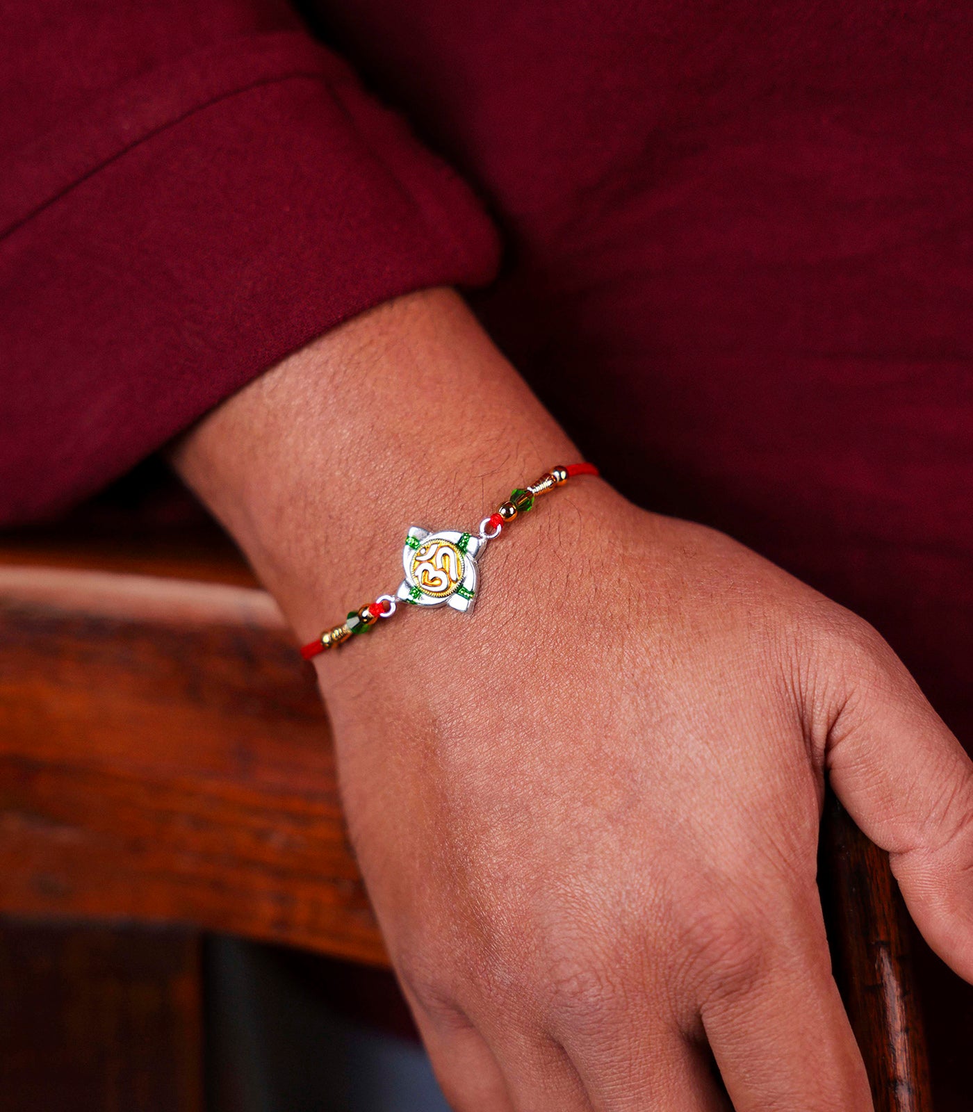 Beautiful Silver Rakhi - Om Engraved Design