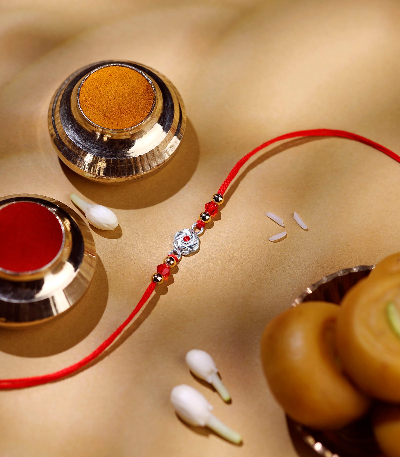 Beautiful Silver Rakhi - Elegant Floral Design