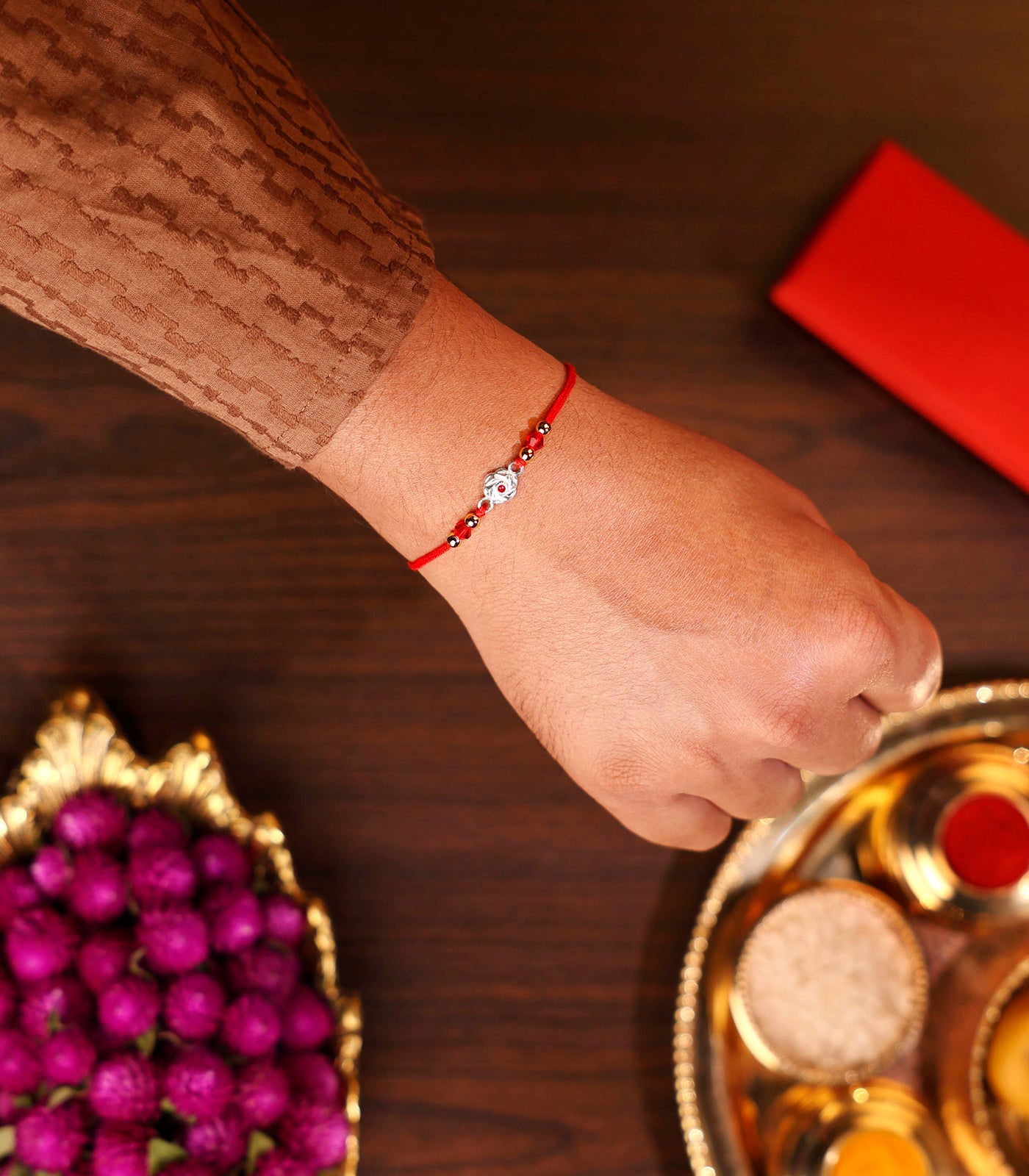 Beautiful Silver Rakhi - Elegant Floral Design