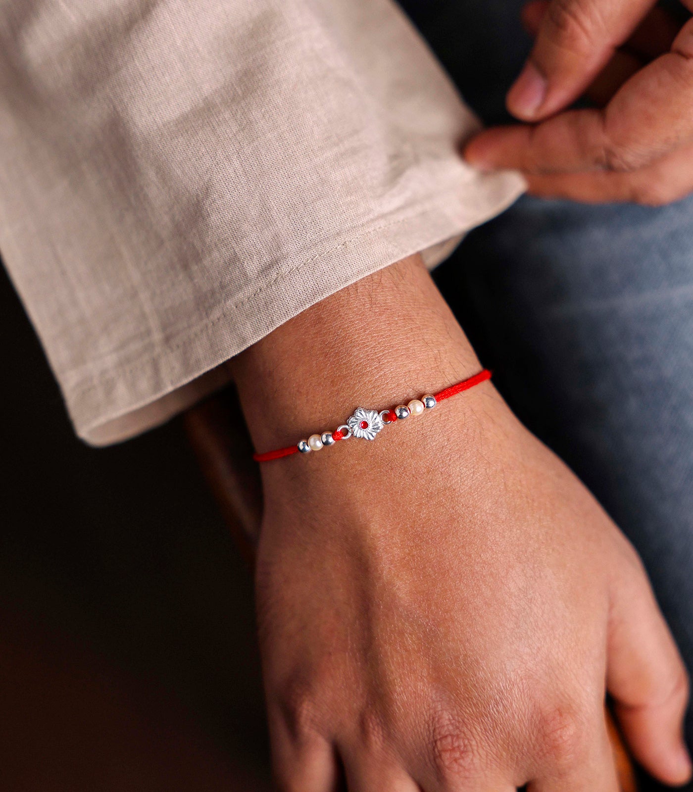 Beautiful Silver Rakhi - Elegant Floral Design
