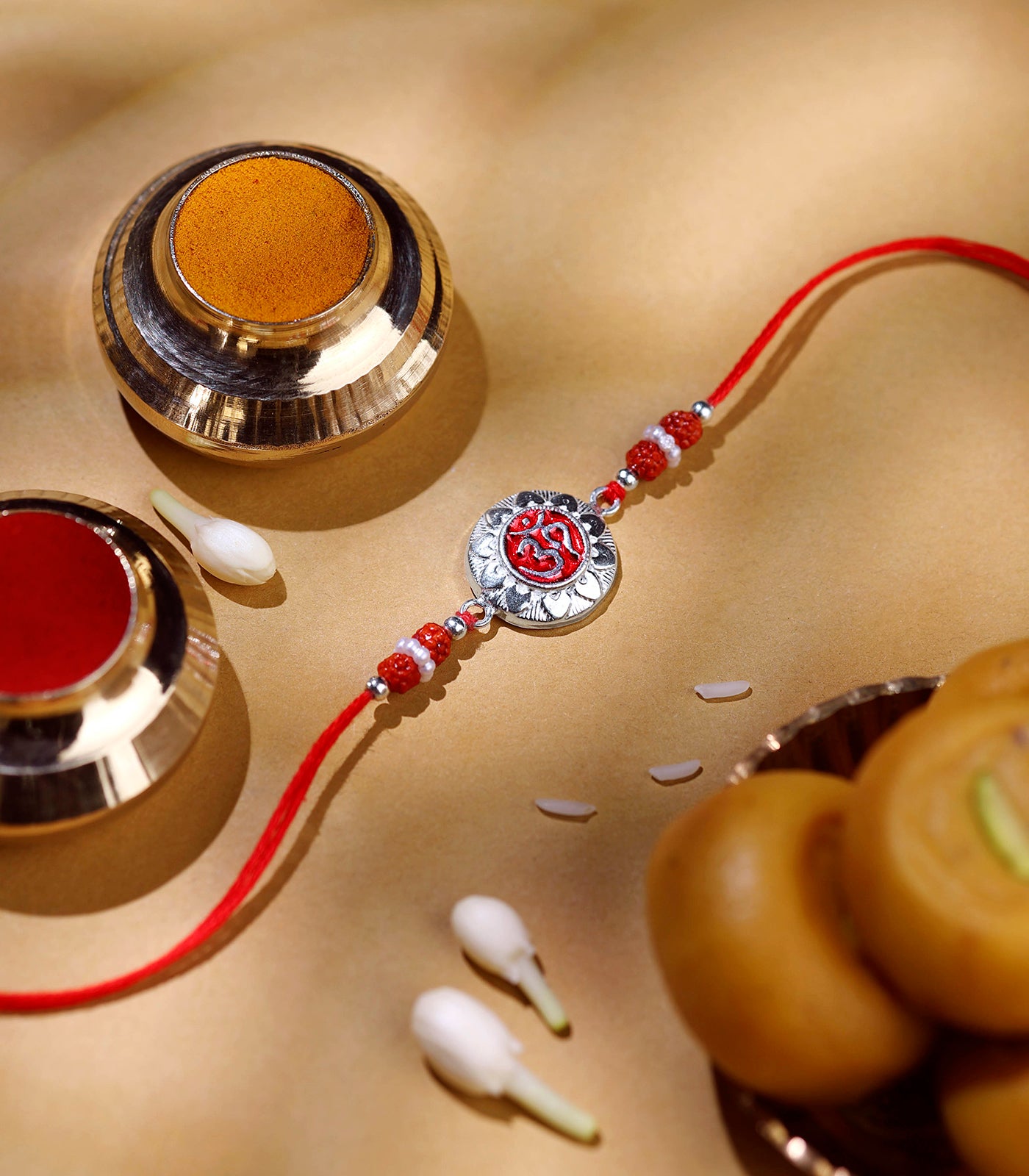 Stunning Silver Rakhi - OM Engraved Circular Design