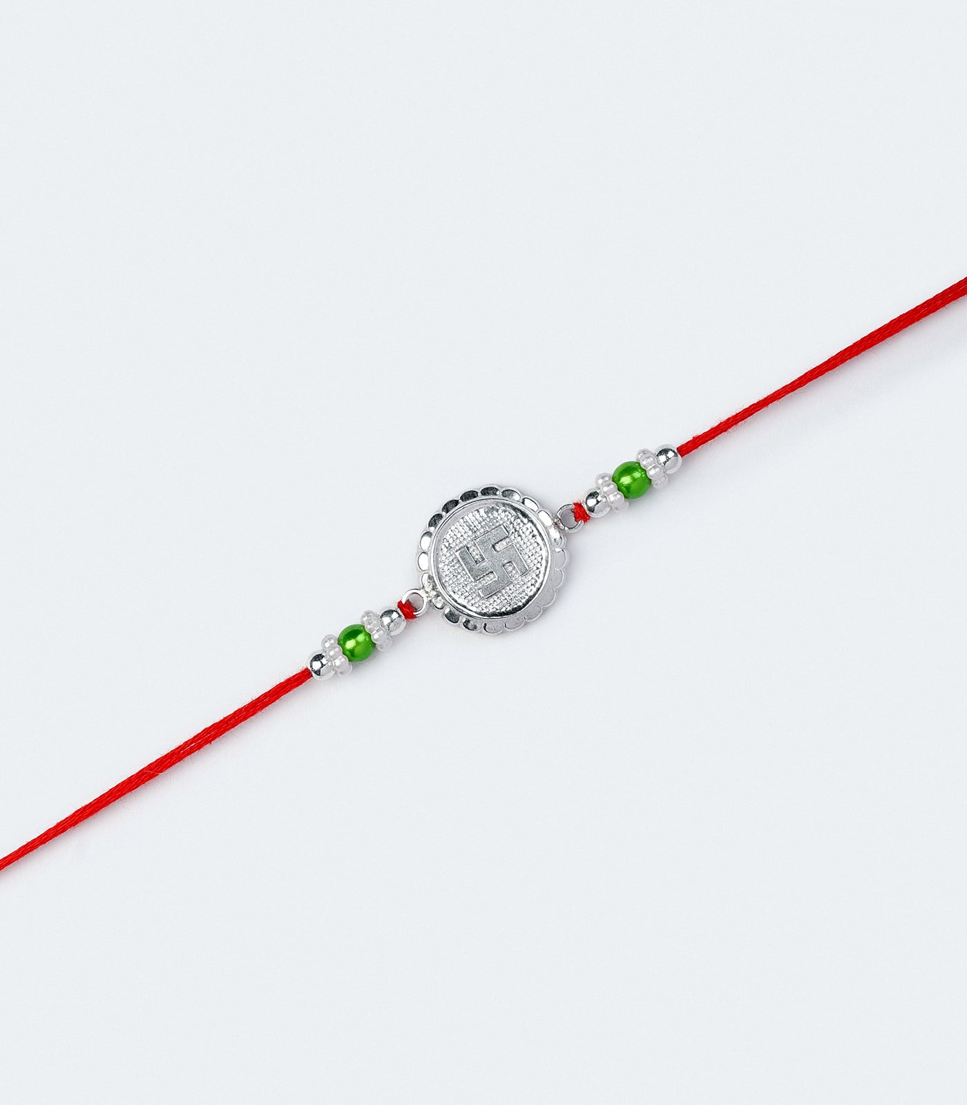 Beautiful Silver Rakhi - Swastik Engraved Design