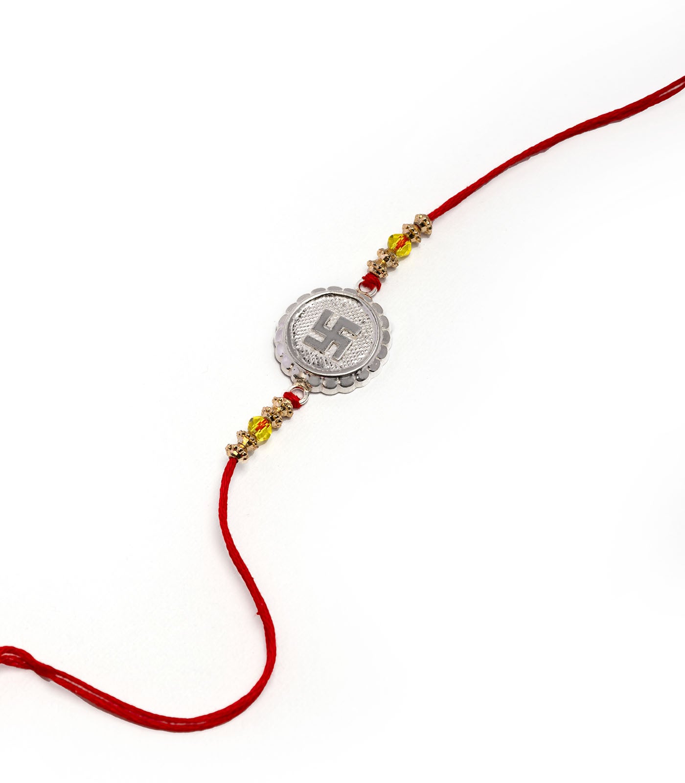 Beautiful Silver Rakhi - Swastik Engraved Design