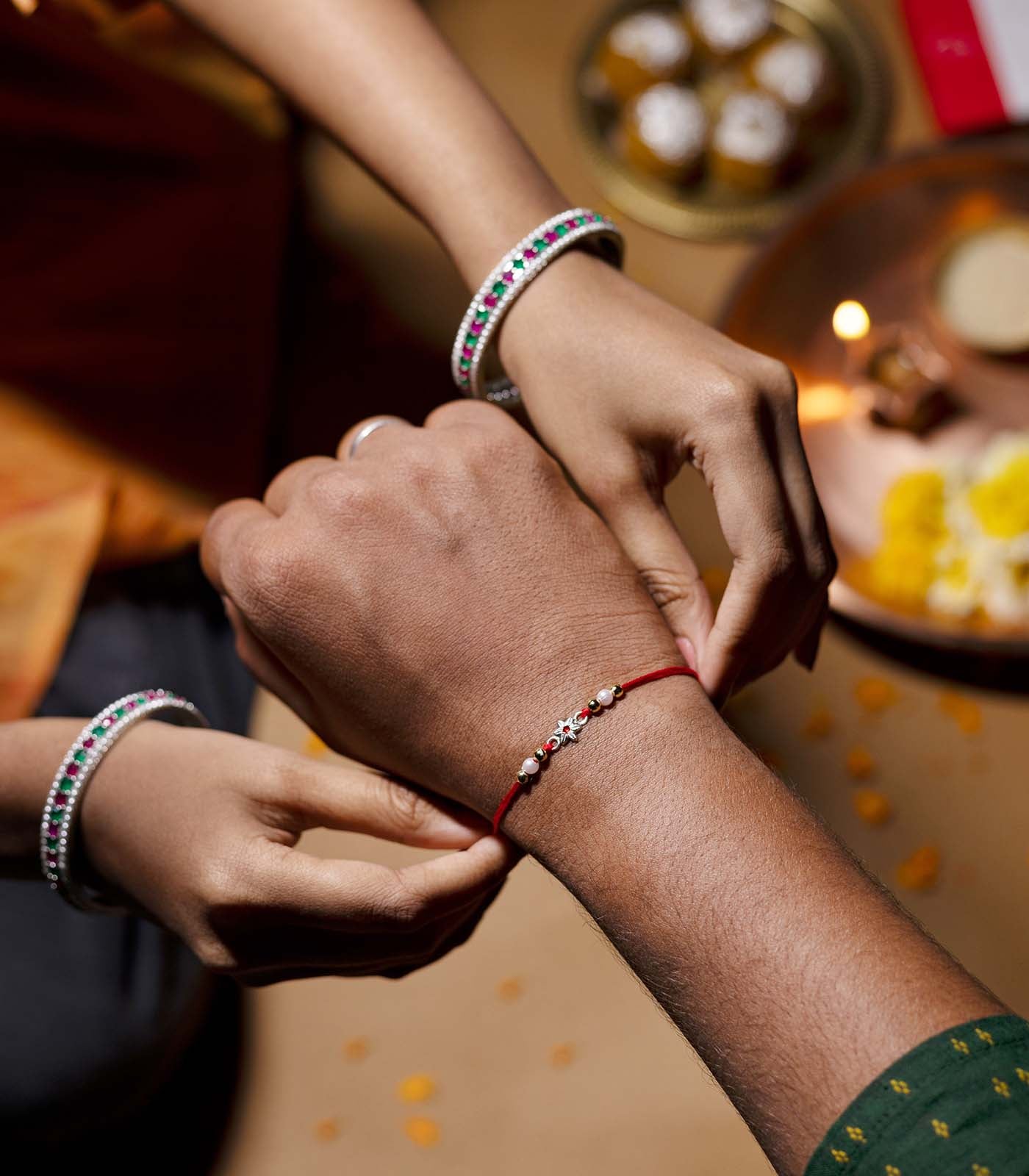 Stunning Silver Rakhi - The Elegant Floral Design