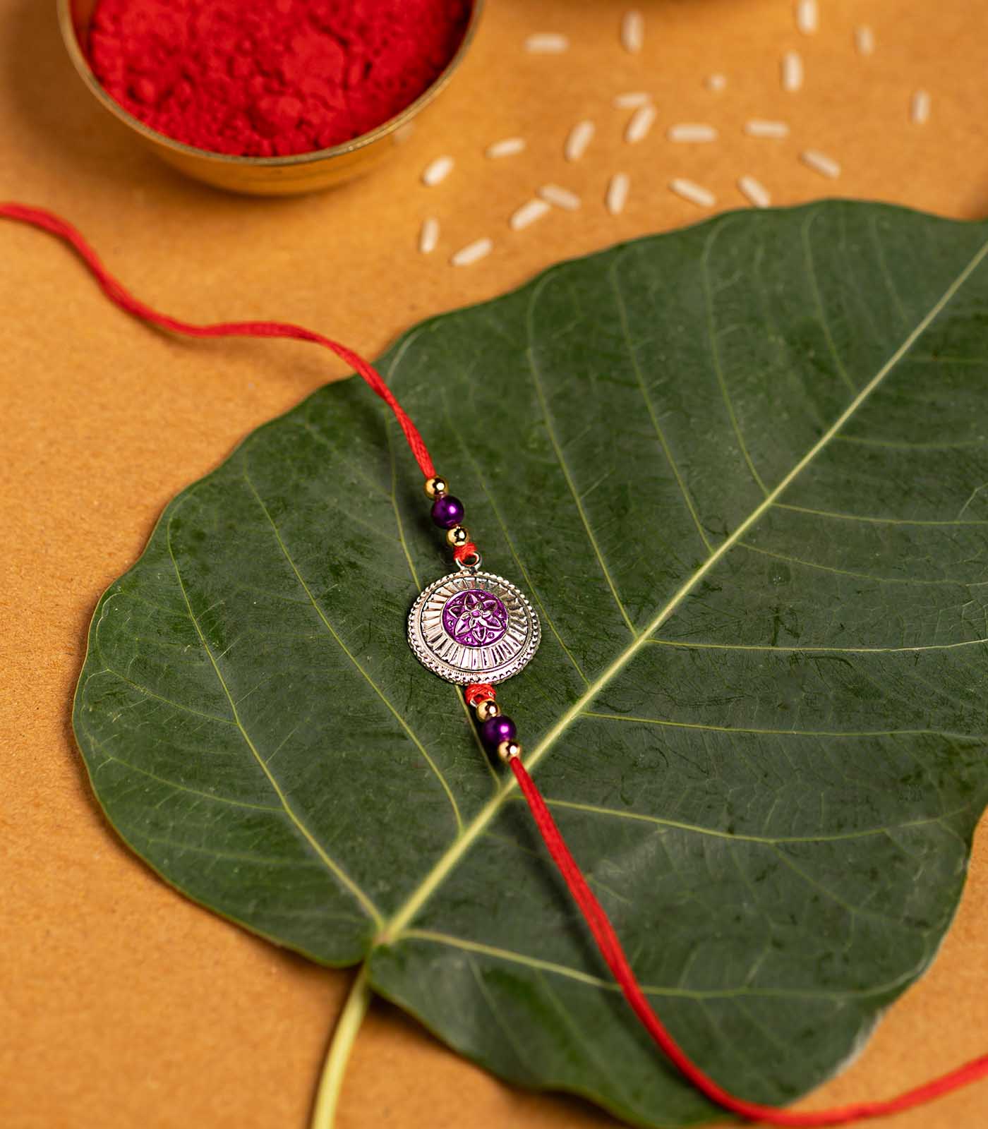 Silver Petal Motif Rakhi