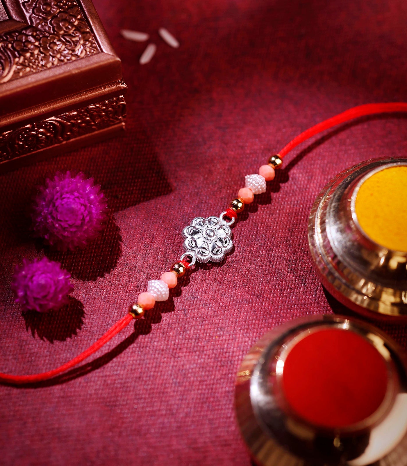 Beautiful Silver Rakhi - Elegant Chakra Design