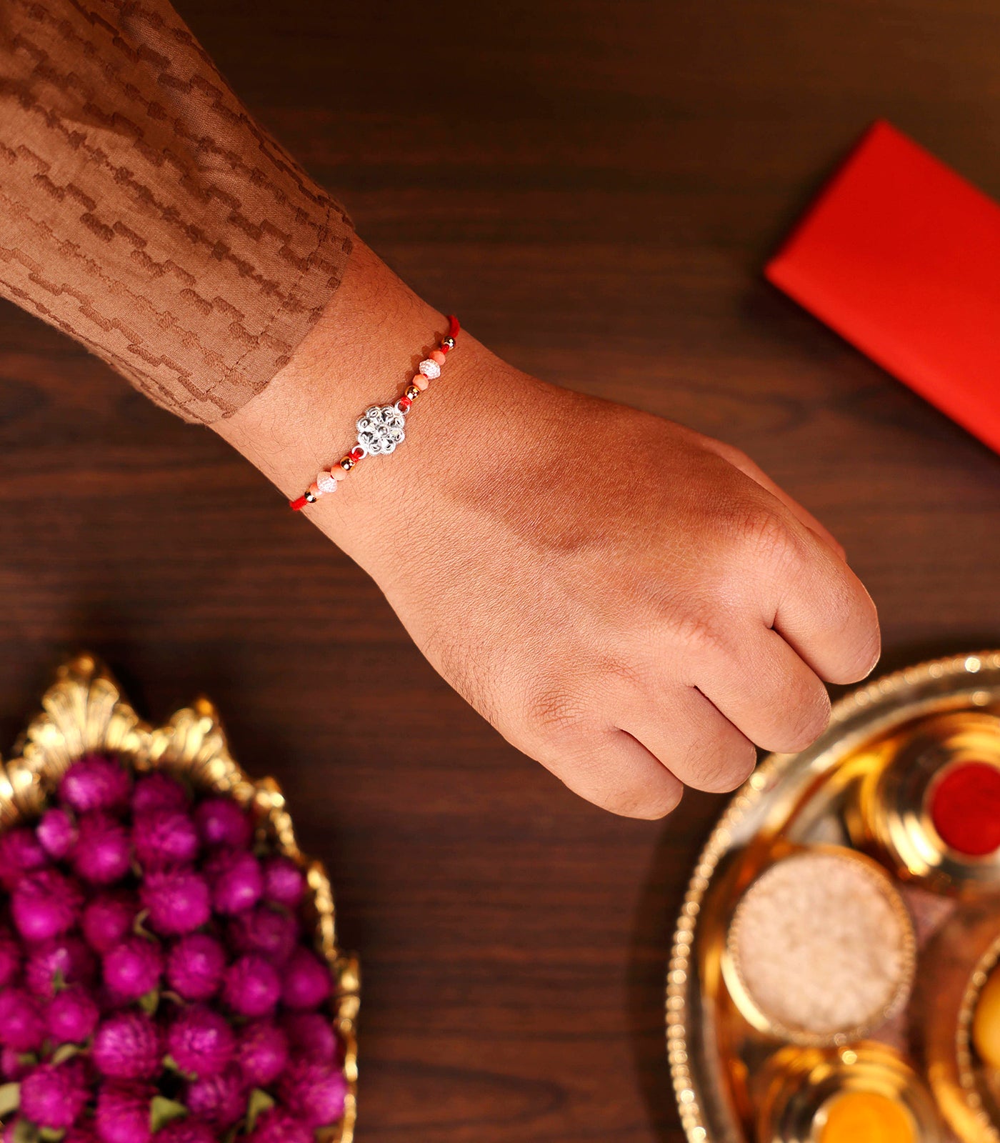 Beautiful Silver Rakhi - Elegant Chakra Design