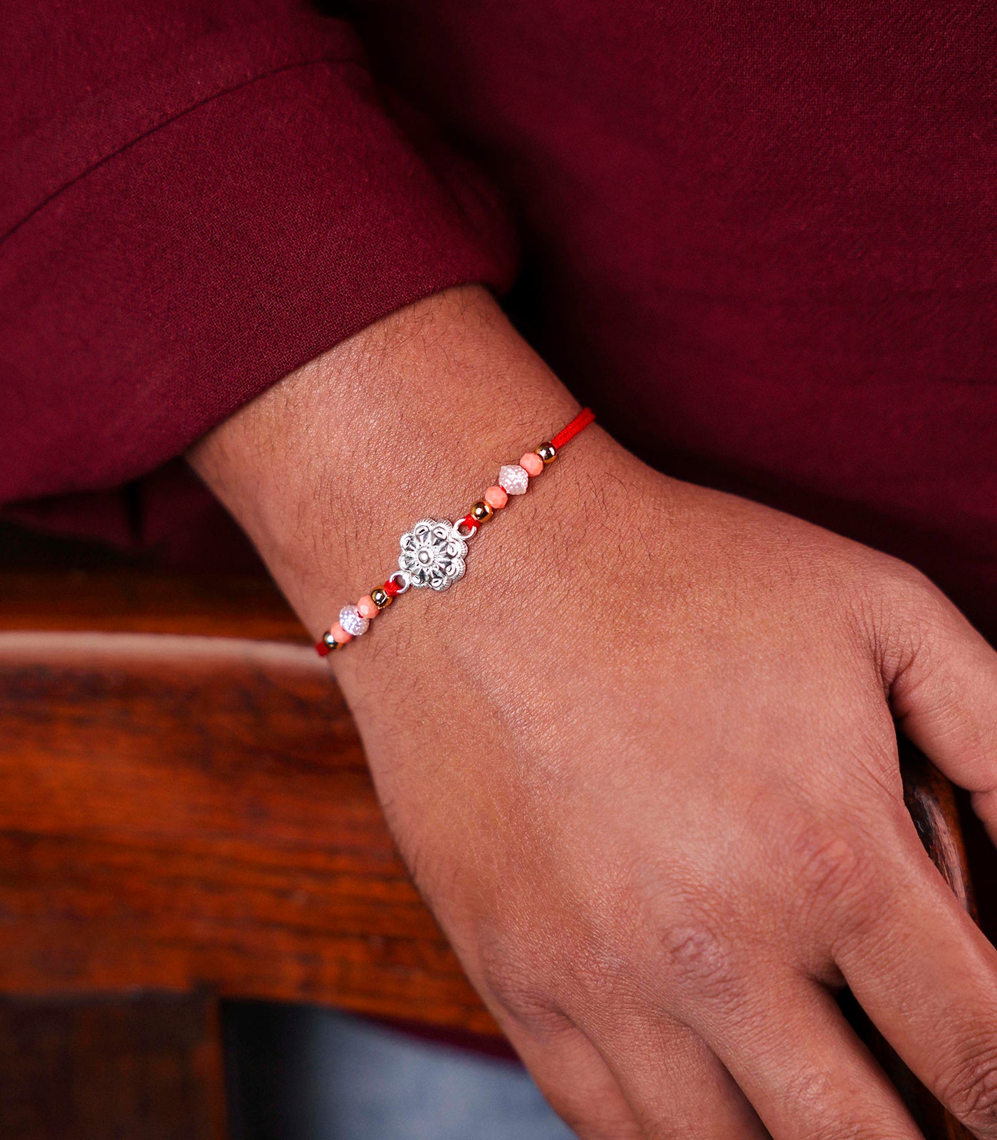 Beautiful Silver Rakhi - Elegant Chakra Design