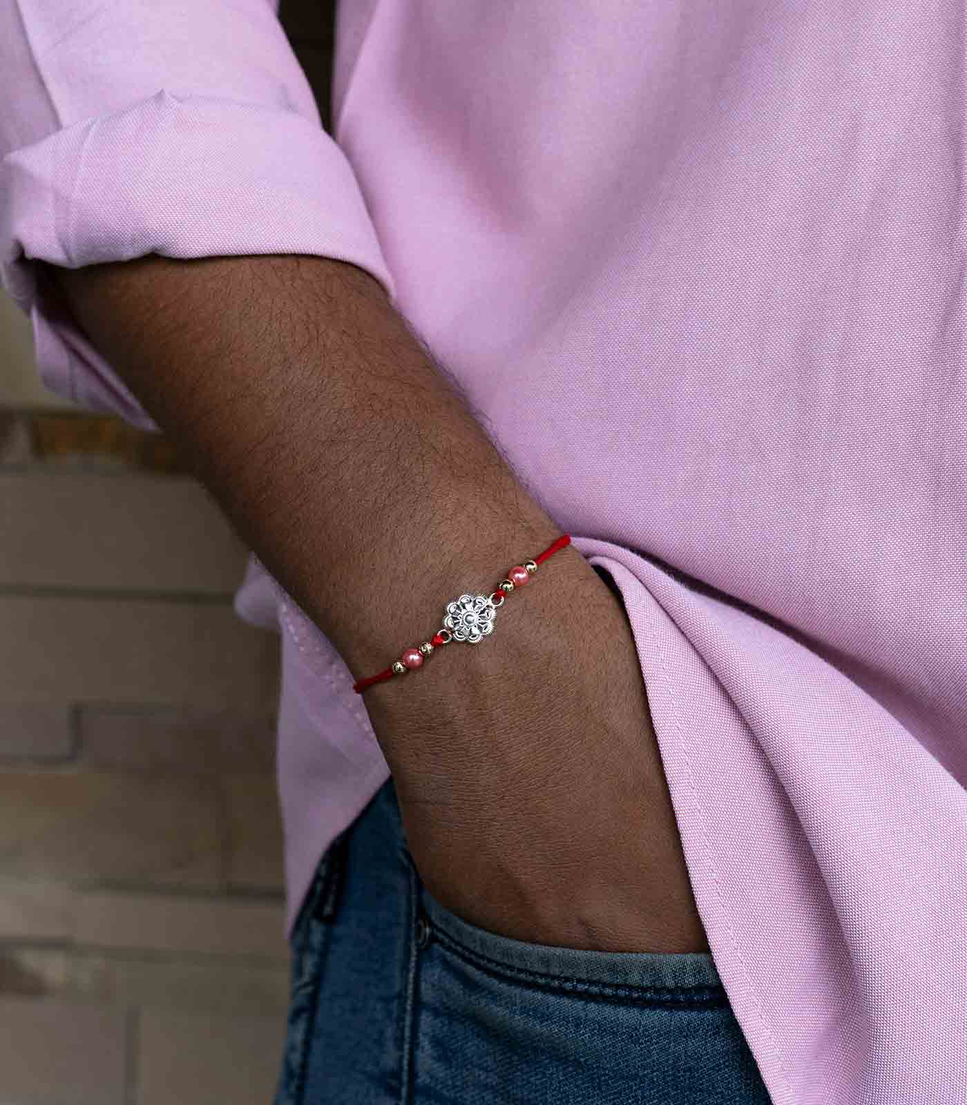 Beautiful Silver Rakhi - Elegant Chakra Design