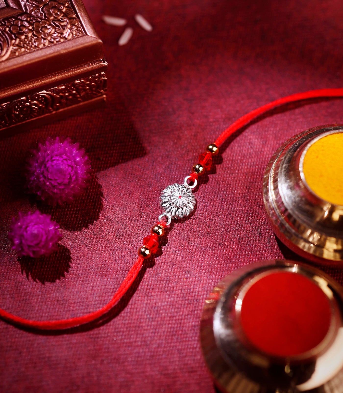Stunning Silver Rakhi - Elegant Petal motif  Design