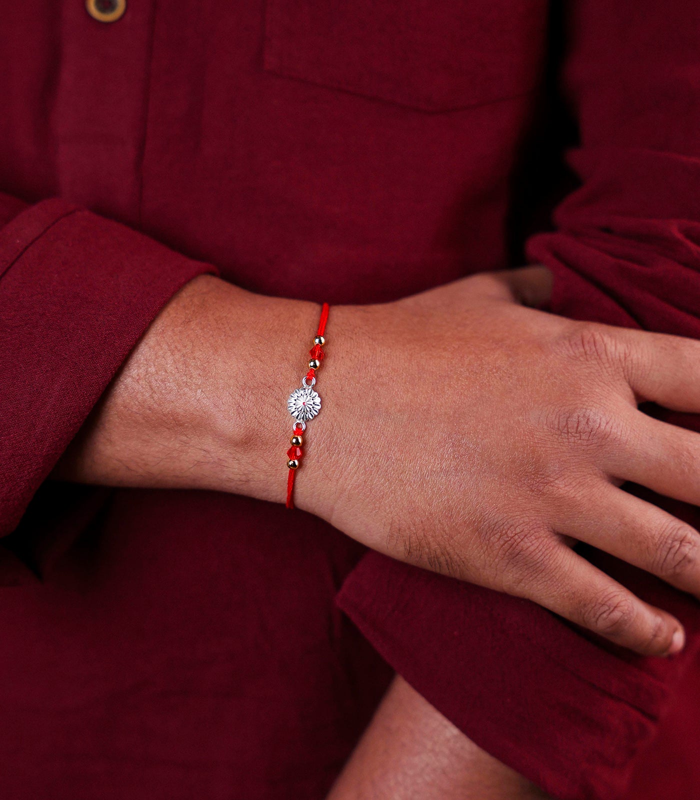 Stunning Silver Rakhi - Elegant Petal motif  Design
