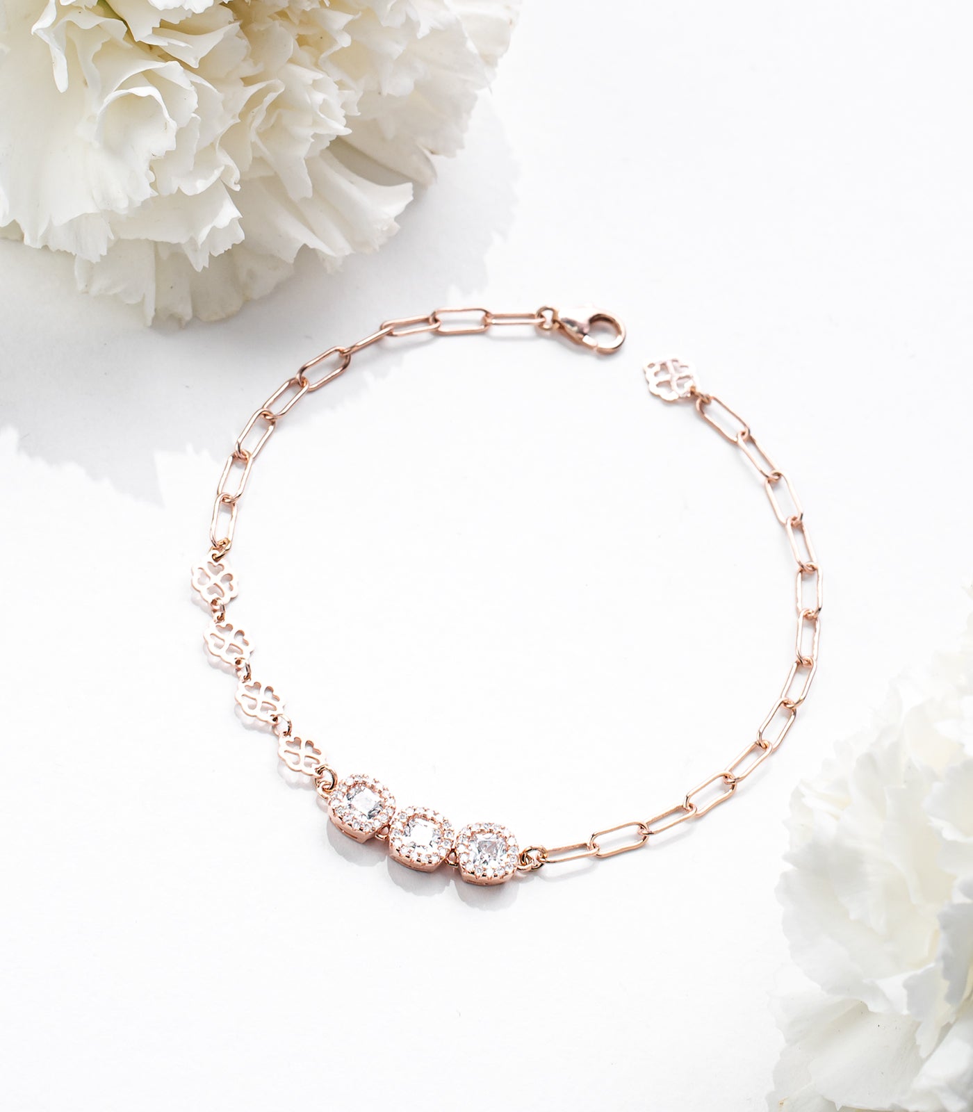 Triple Motif Chain Style Bracelet (Silver)