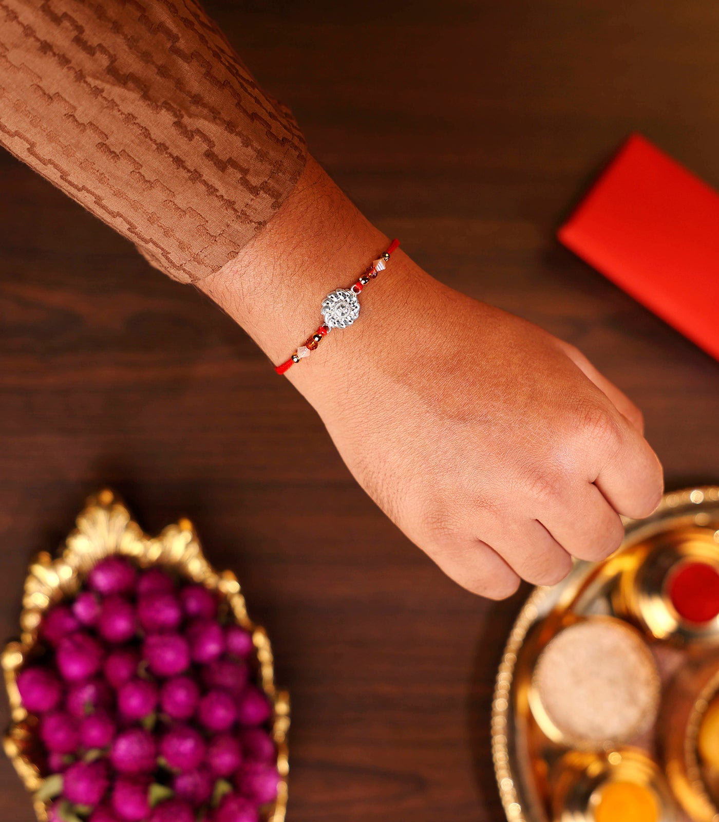 Stunning Silver Rakhi - Chakra Design