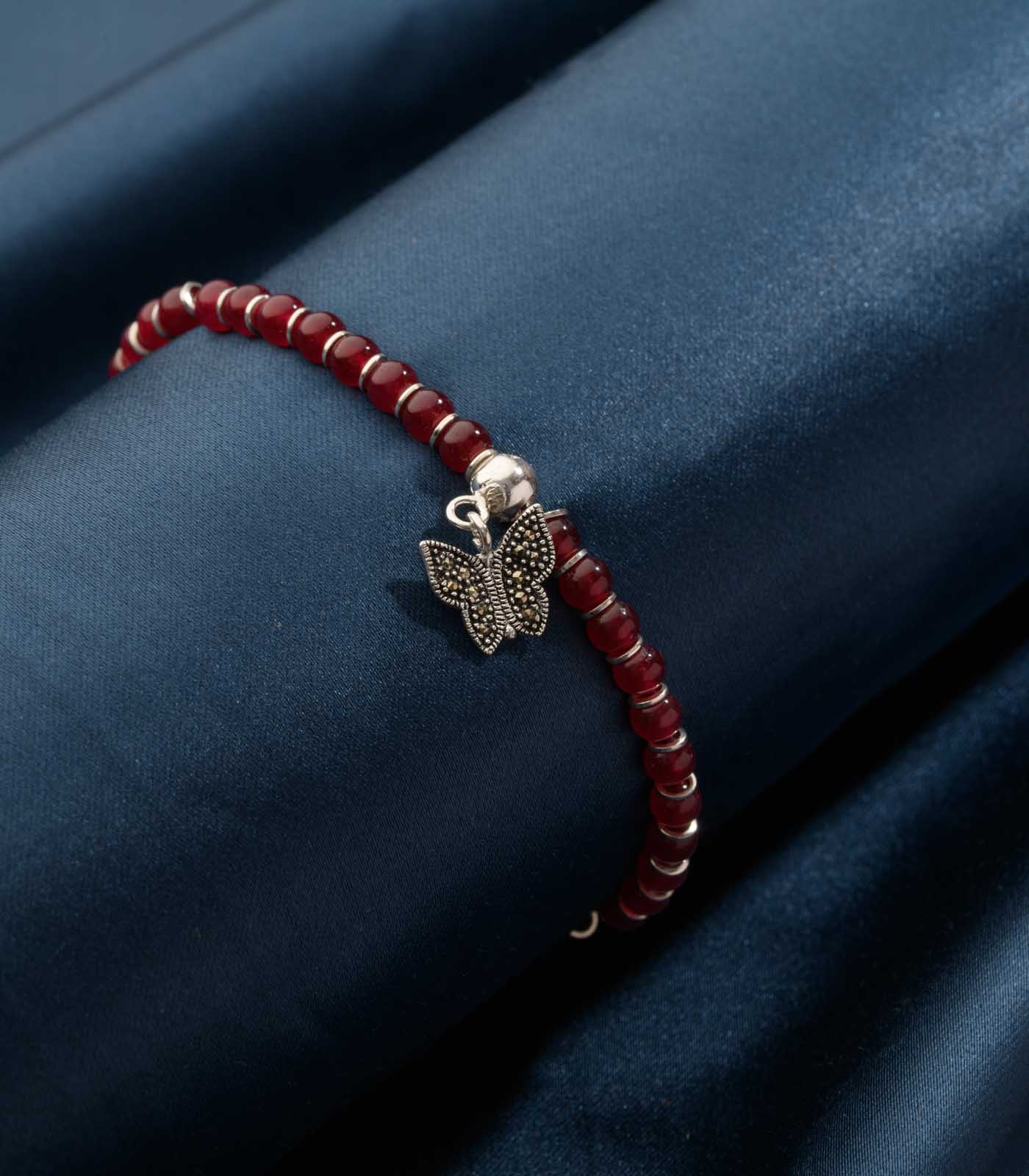 Butterfly Charm Beads Bracelet (Silver)