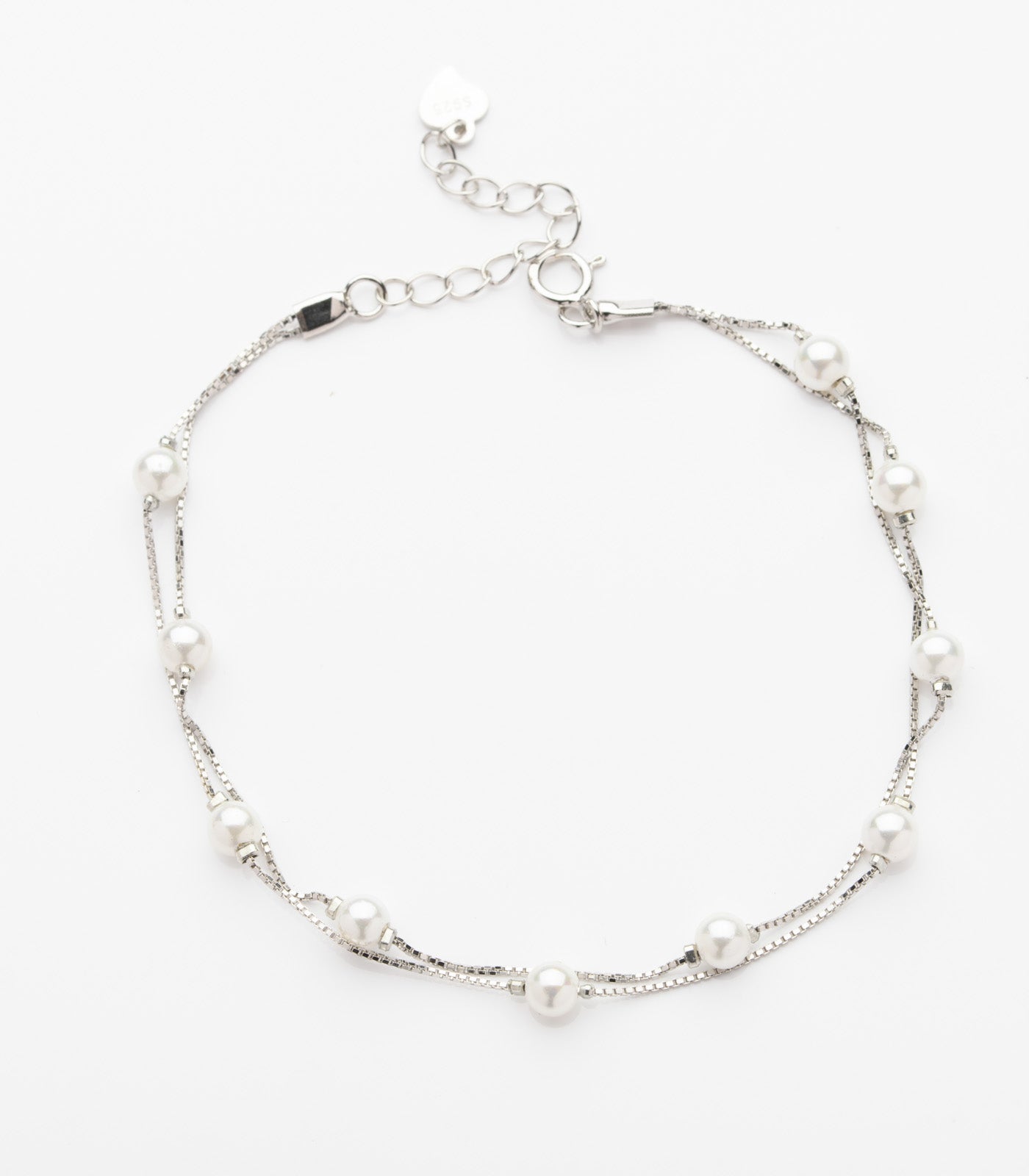 Equally Spaced Pearl Bracelet (Silver)