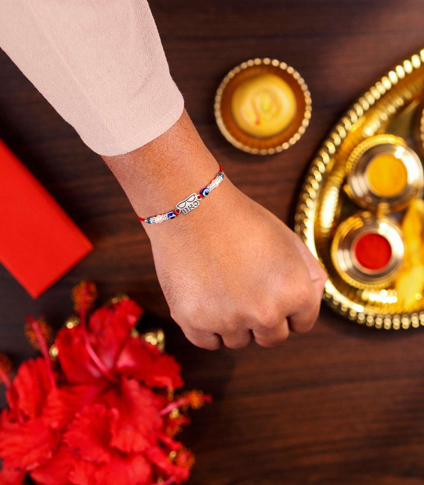 Silver Rakhi - Bro Text Design