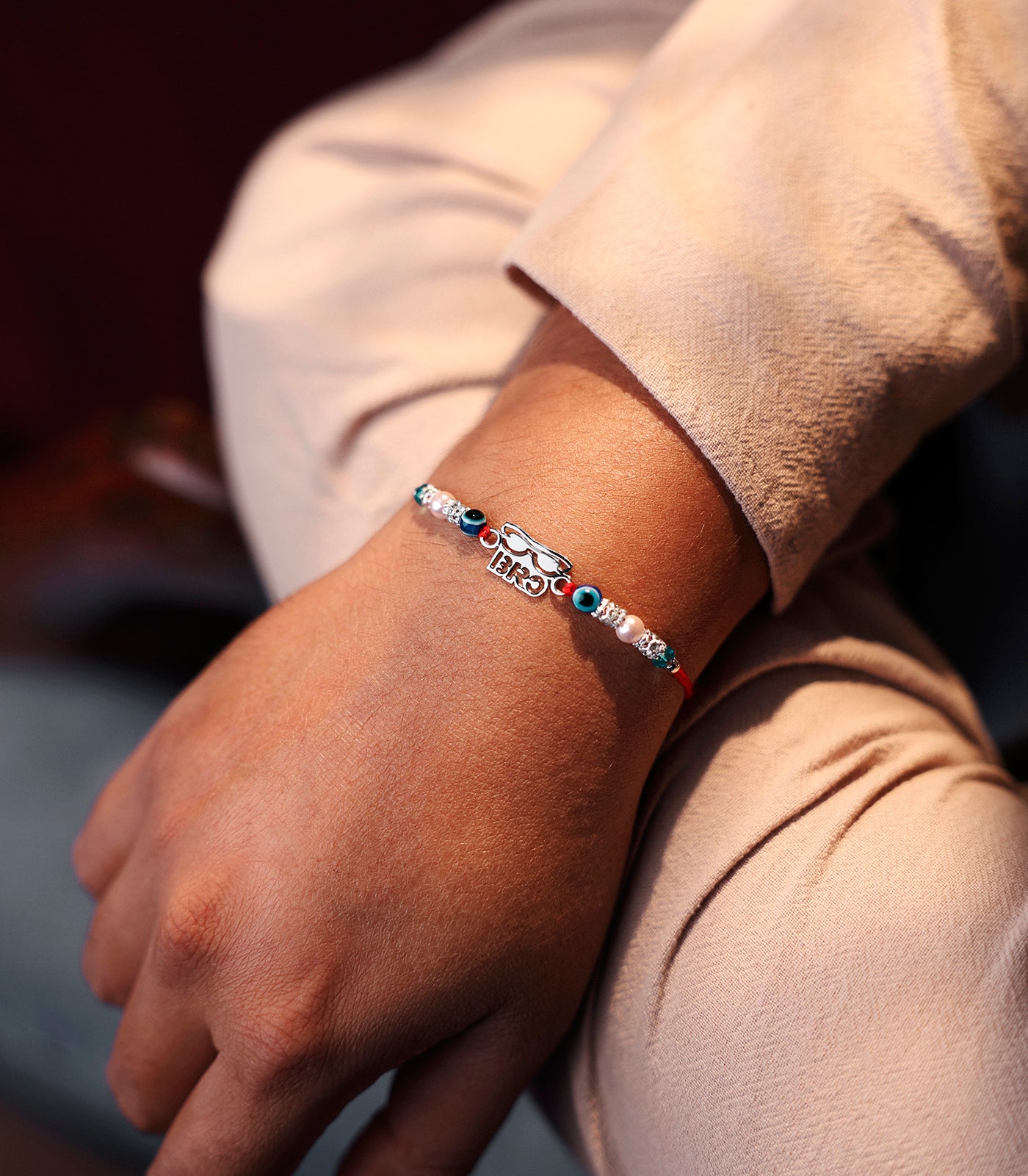 Silver Rakhi - Bro Text Design