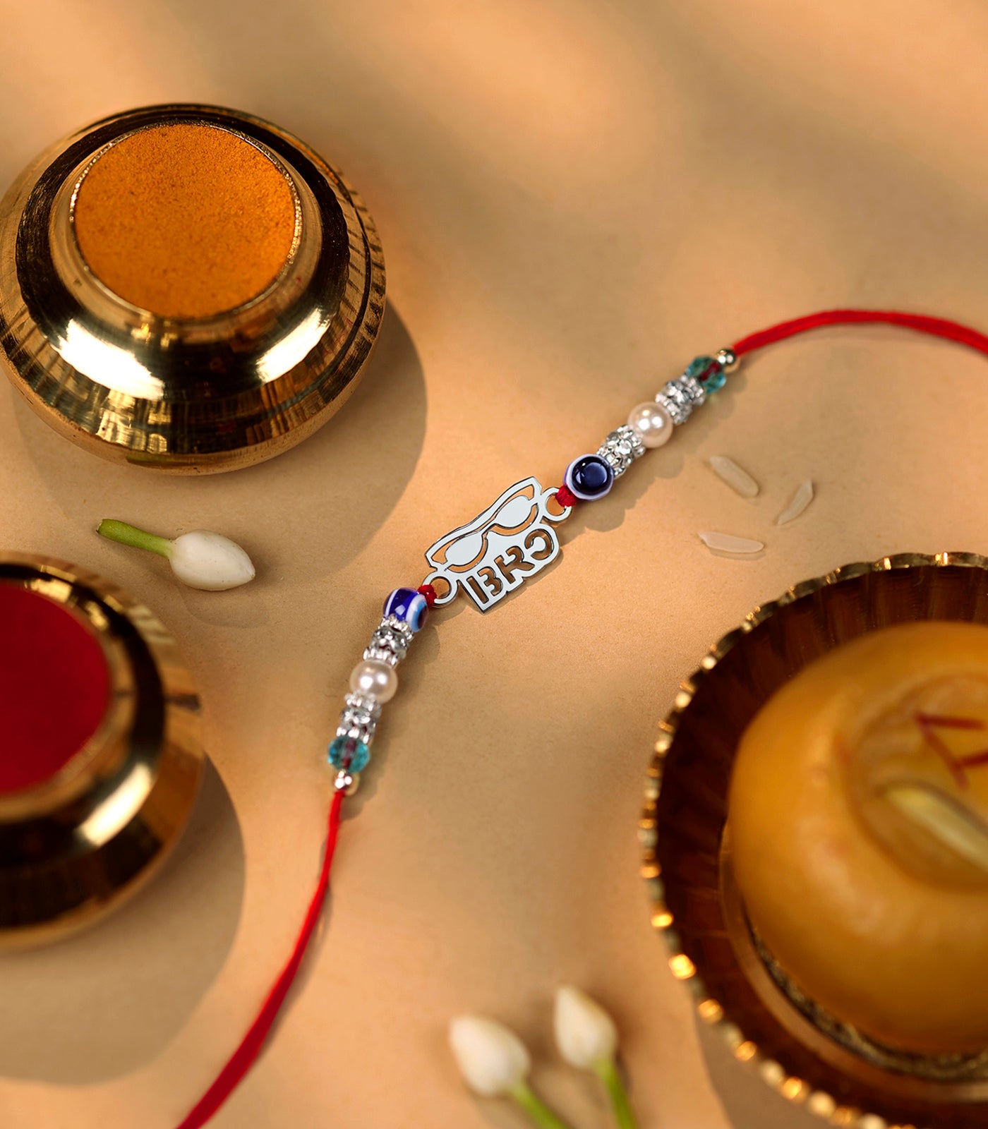 Silver Rakhi - Bro Text Design