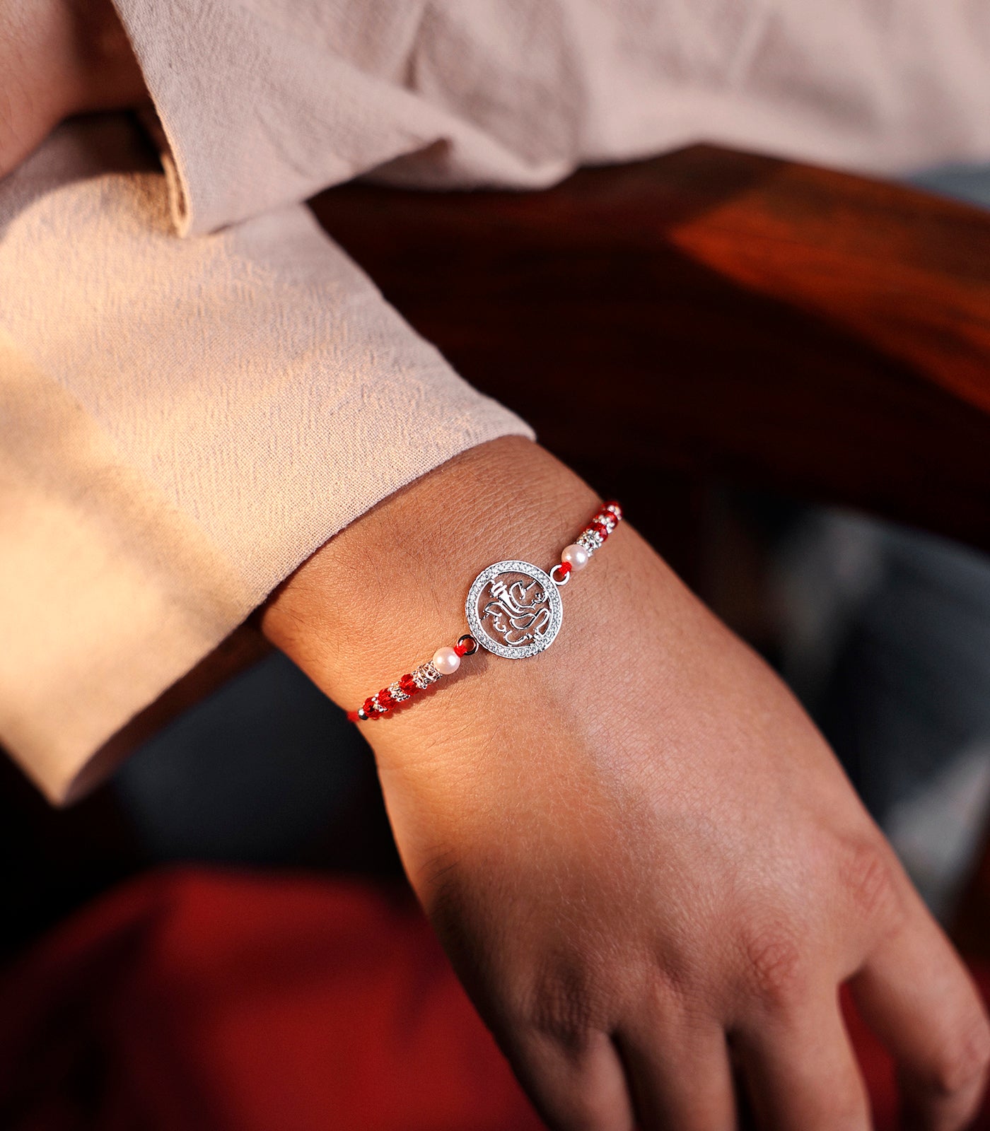 Silver Rakhi - Ganpati design