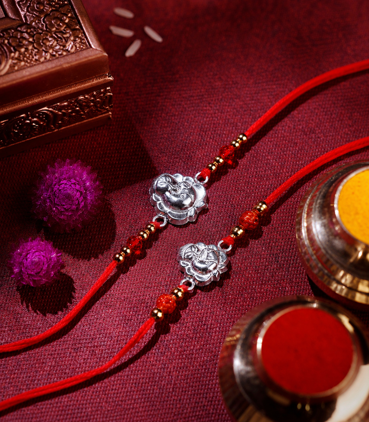 Silver Rakhi Combo Pack of 2