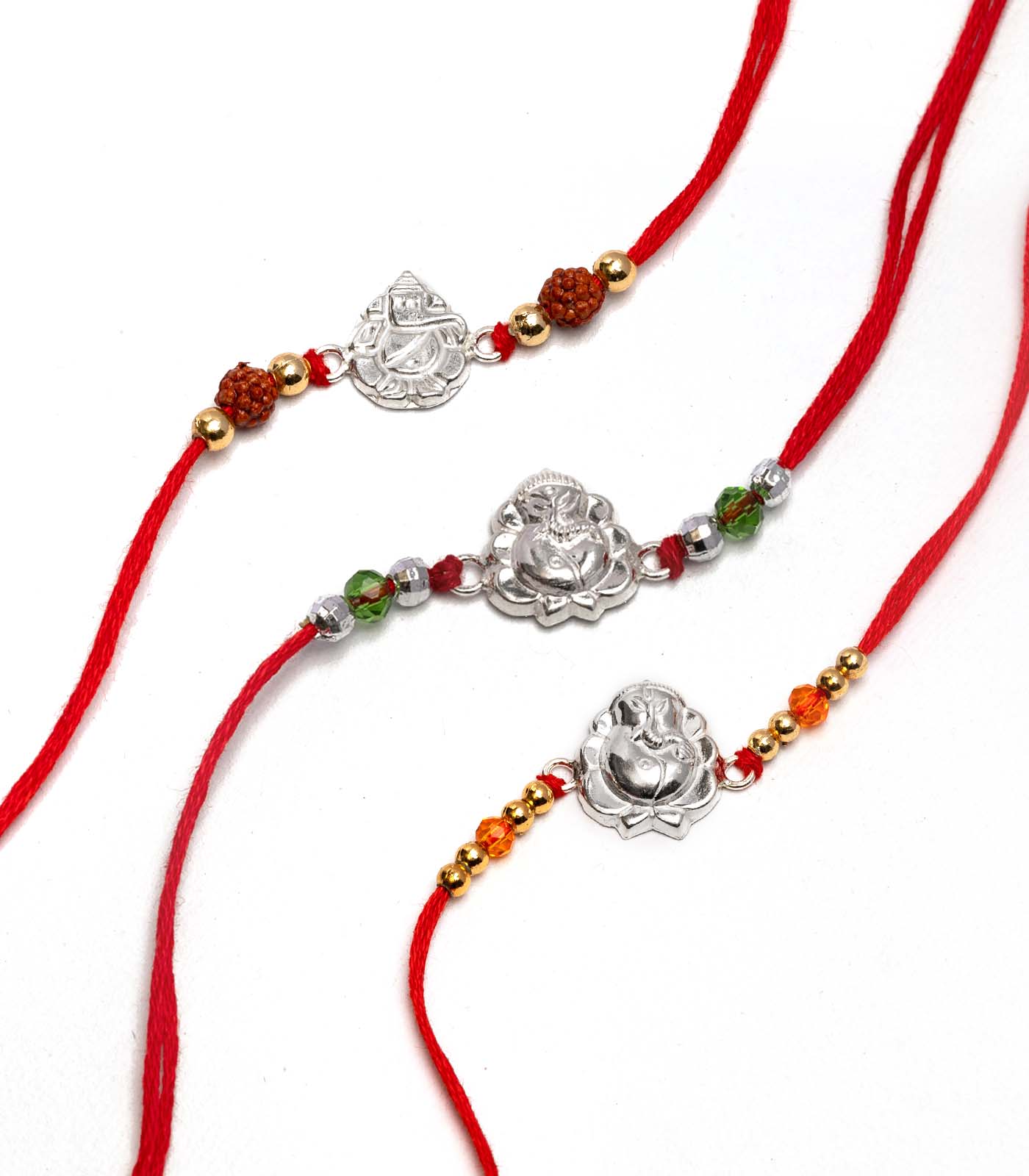 Silver Rakhi Combo Pack of 3