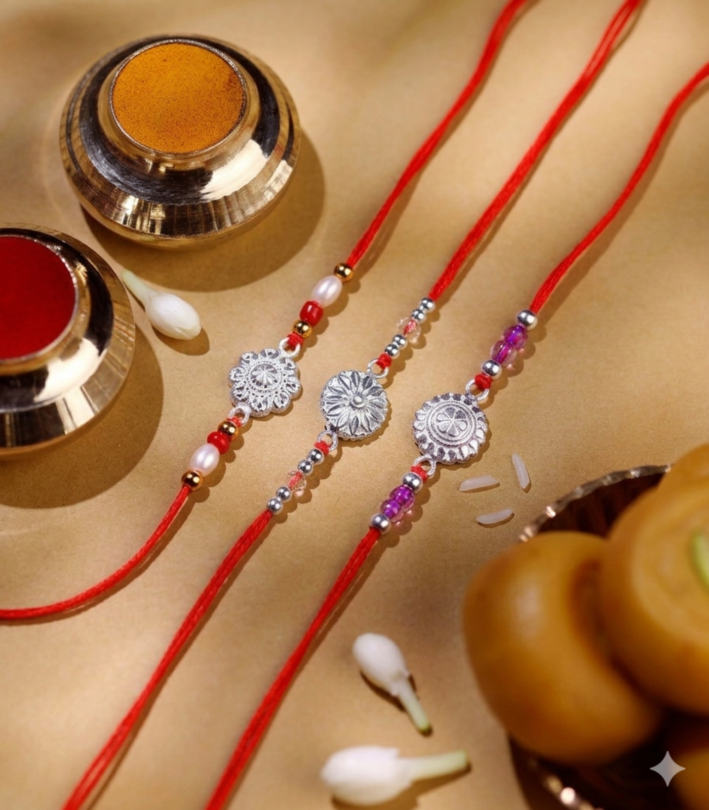 Silver Rakhi Combo Pack of 3