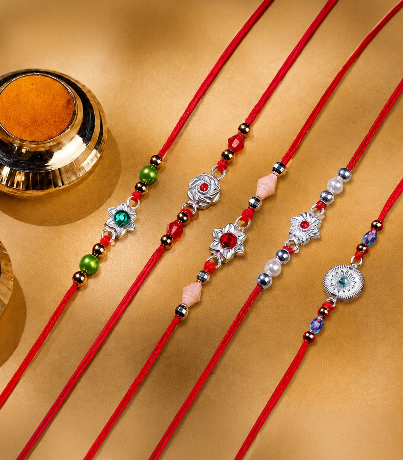 Silver Rakhi Combo Pack of 5