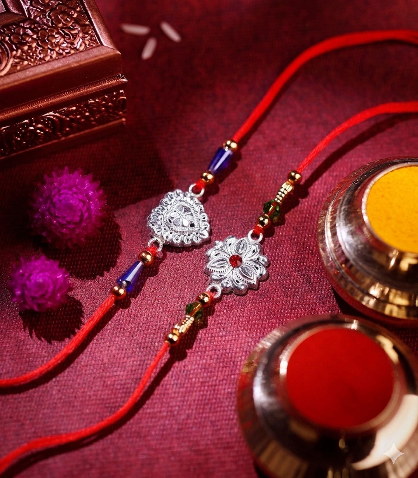 Silver Rakhi Combo Pack of 2