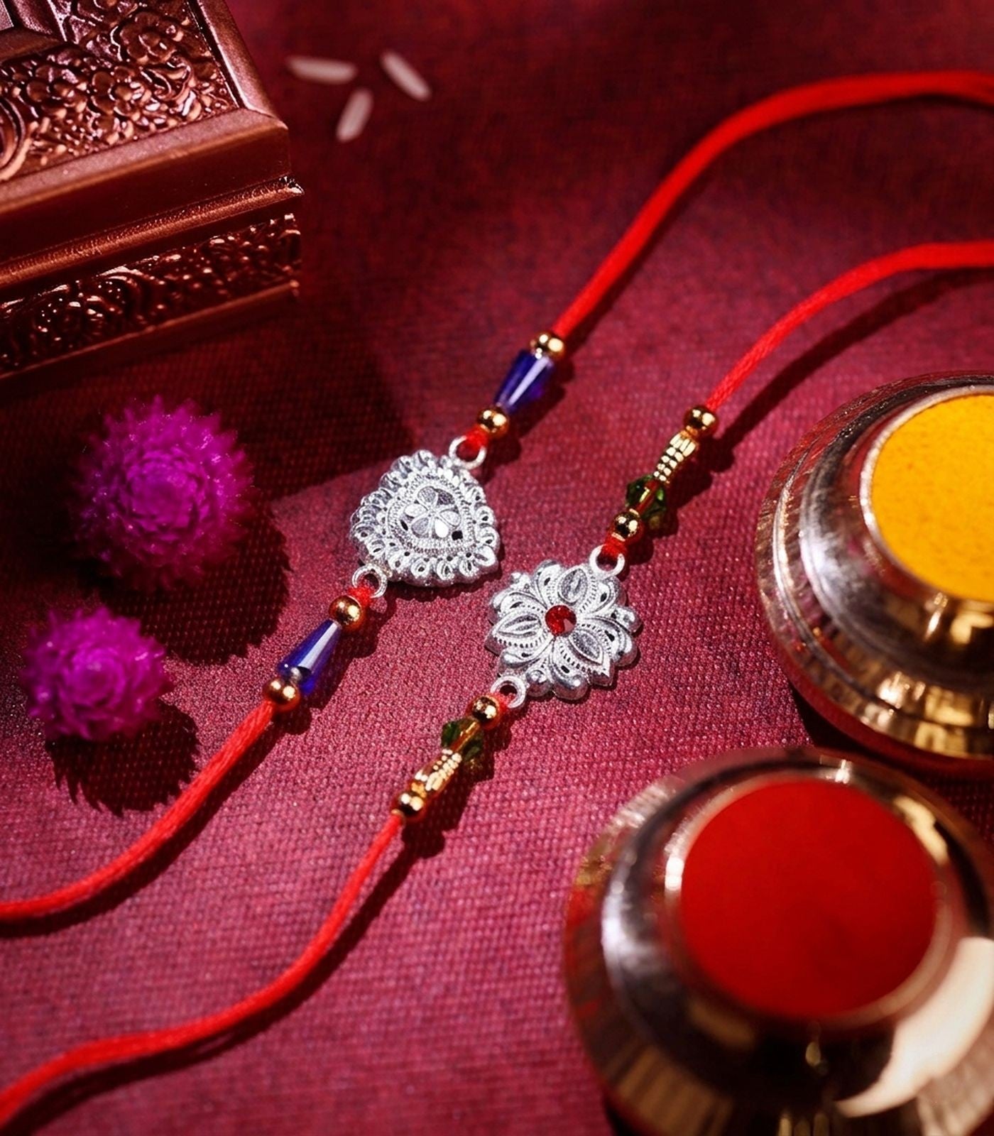Silver Rakhi Combo Pack of 2