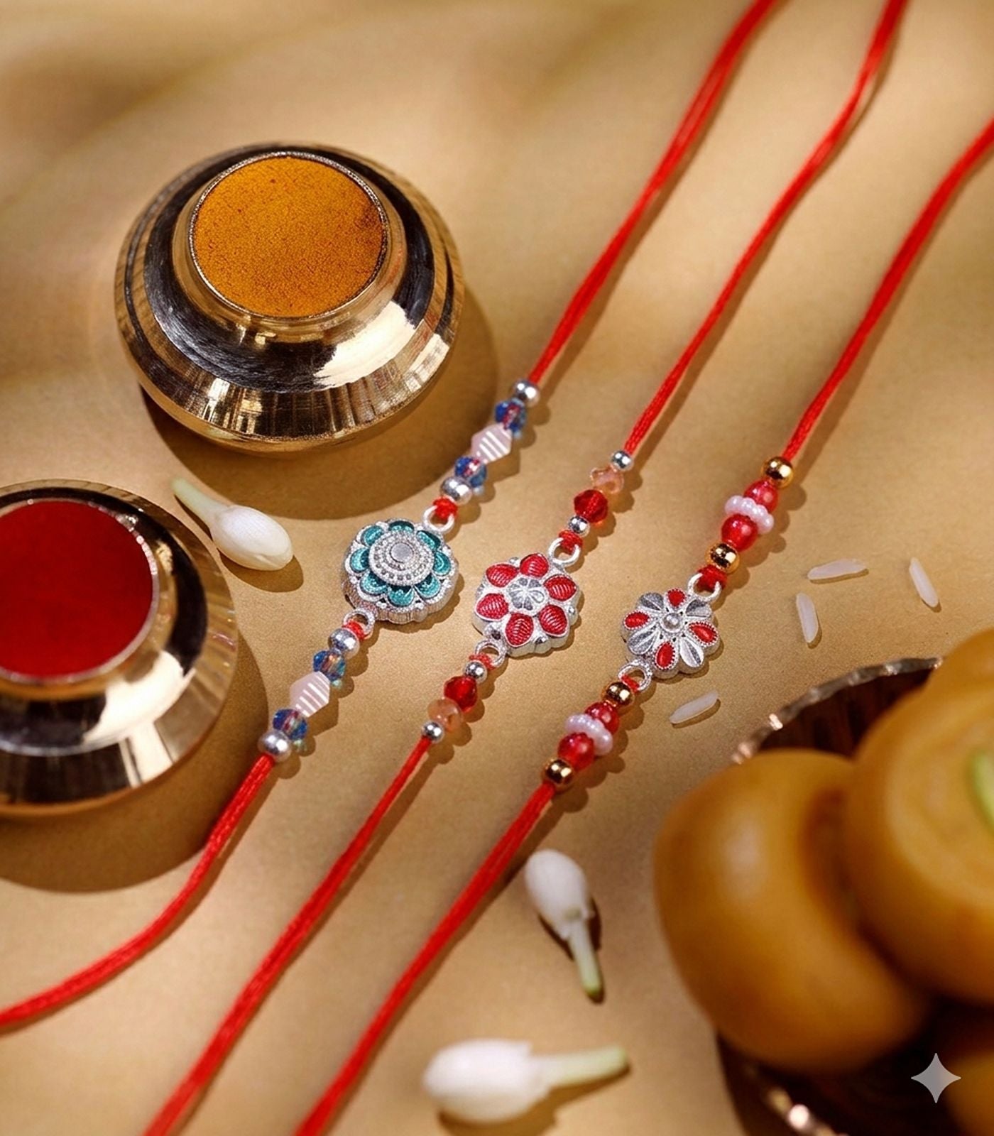 Silver Rakhi Combo Pack of 3