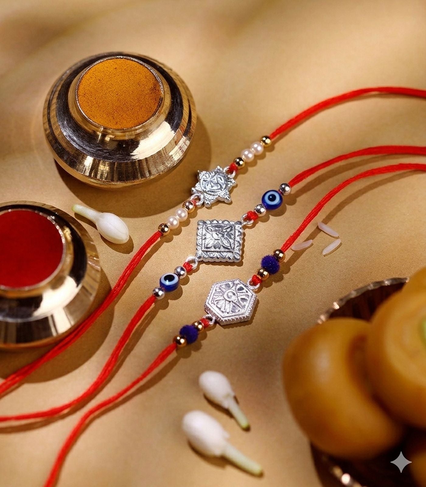 Silver Rakhi Combo Pack of 3