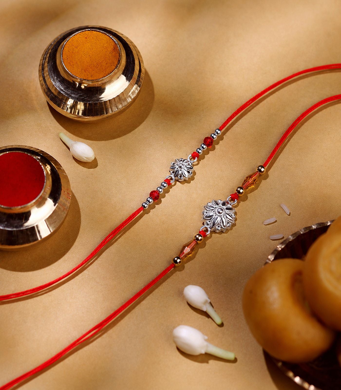 Silver Rakhi Combo Pack of 2